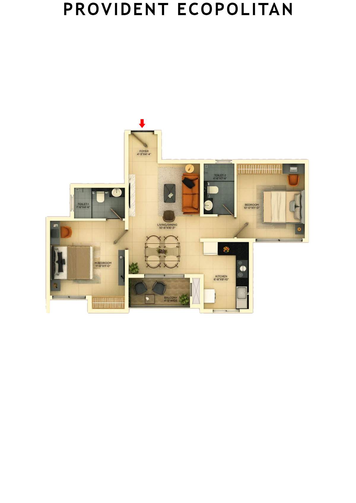 Provident Ecopolitan Block C Wing 7 Unit 8 Floor Plan