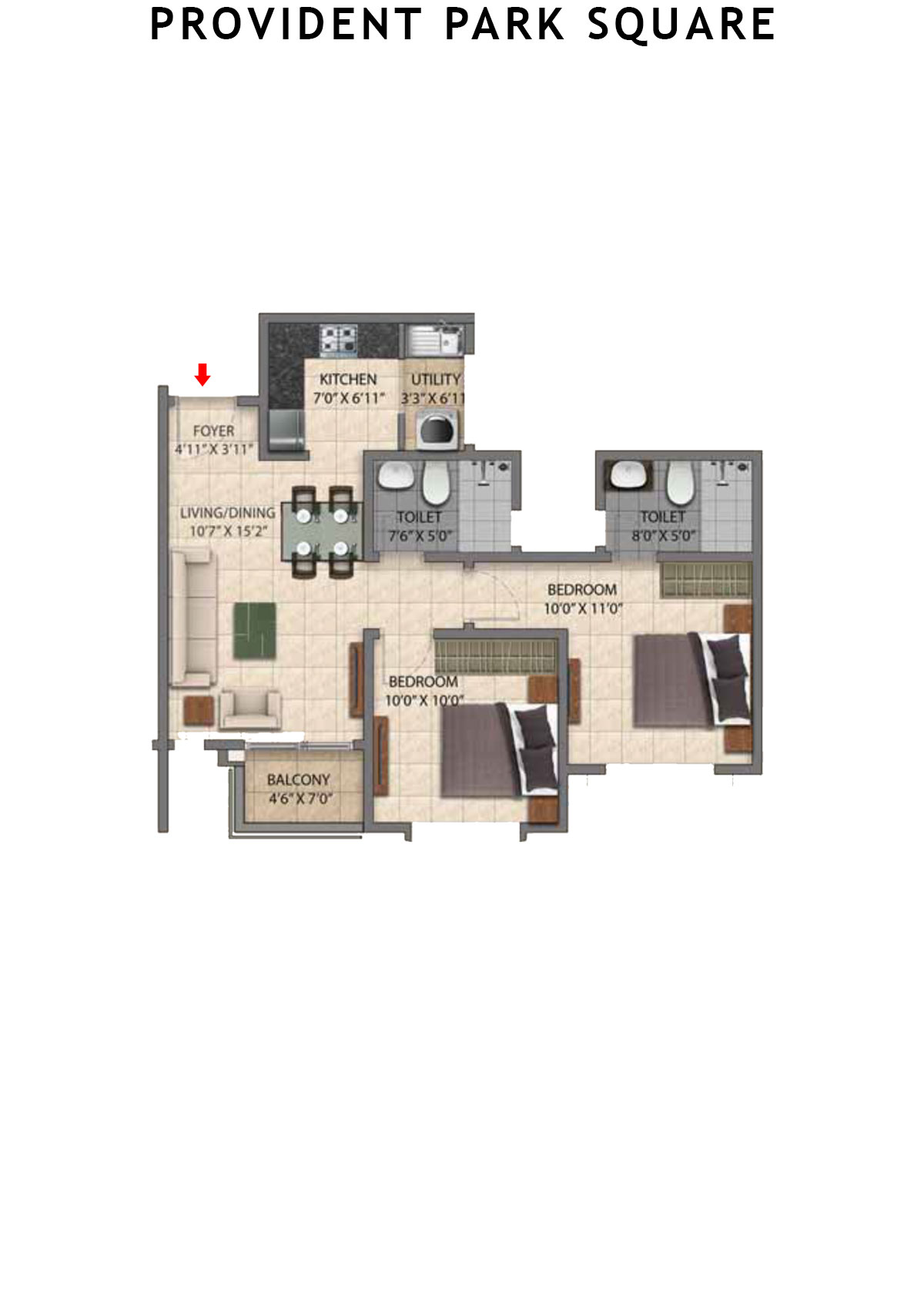 Provident Park Square Tower 1B Unit 3 Floor Plan