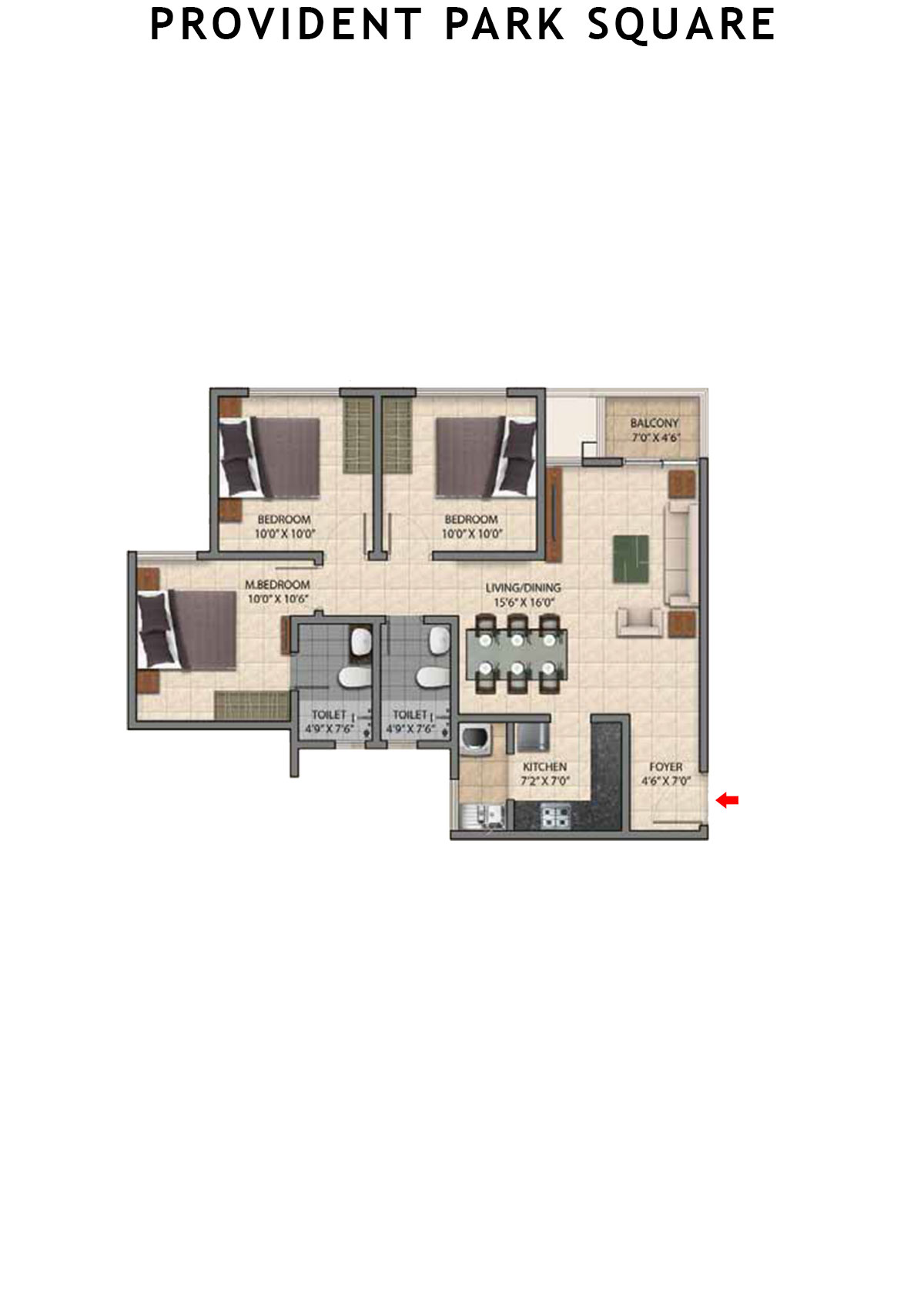 Provident Park Square Tower 2C Unit 1 Floor Plan