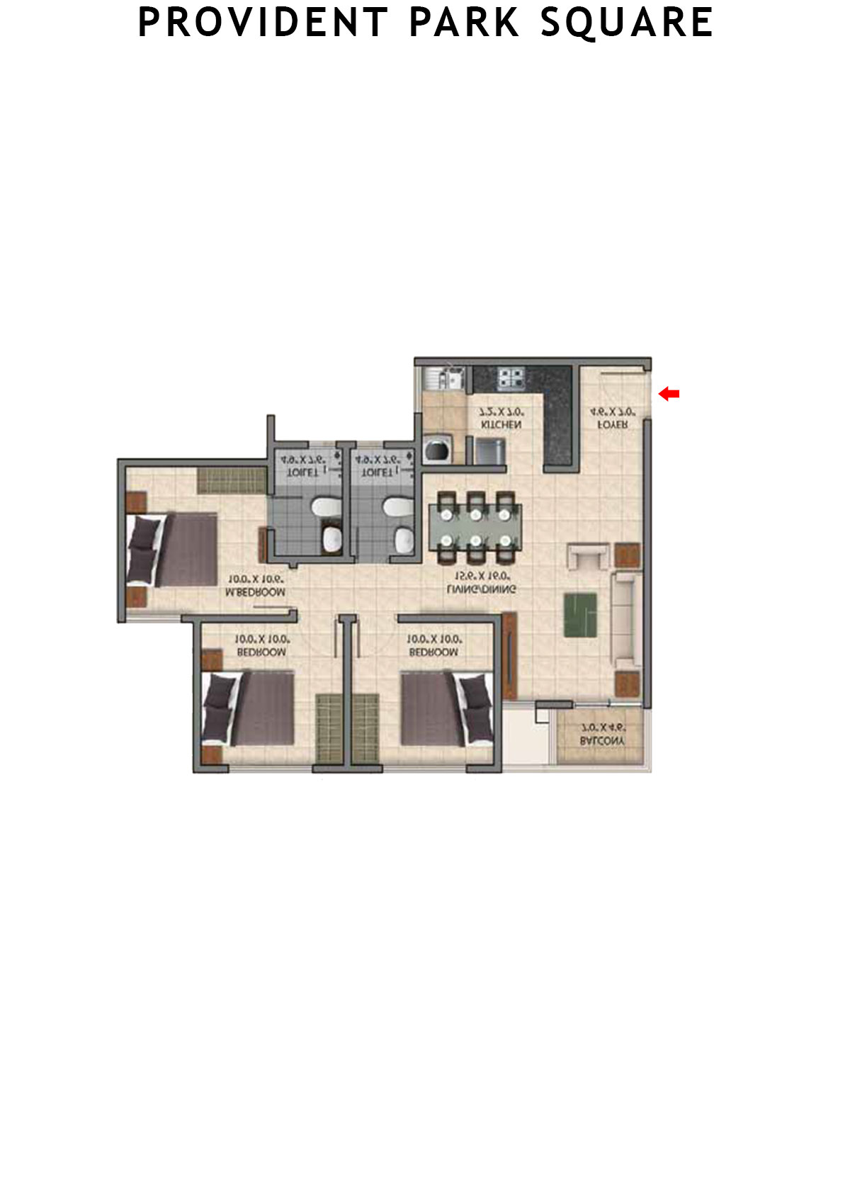 Provident Park Square Tower 2C Unit 2 Floor Plan