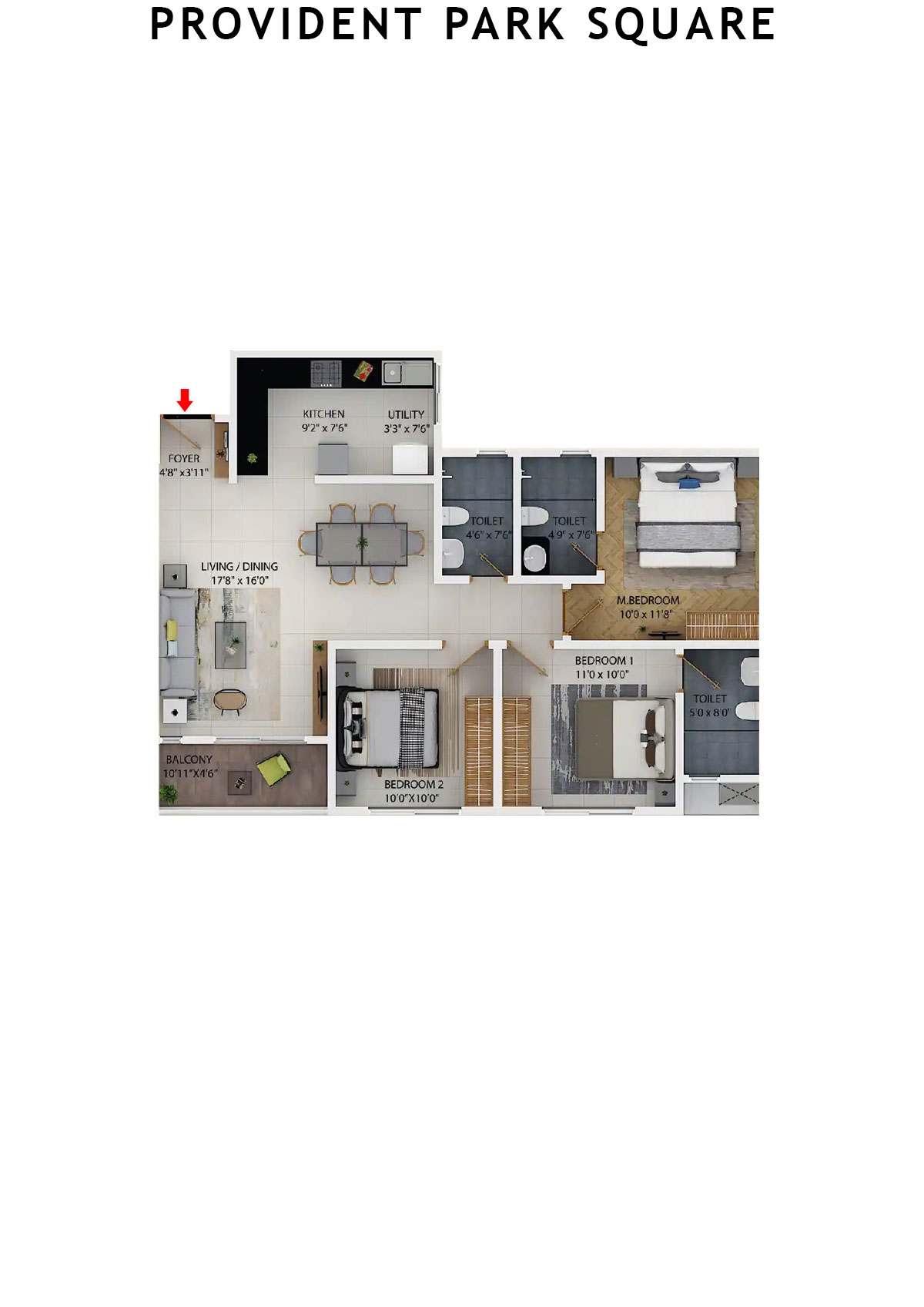 Provident Park Square Tower 2C Unit 3 Floor Plan