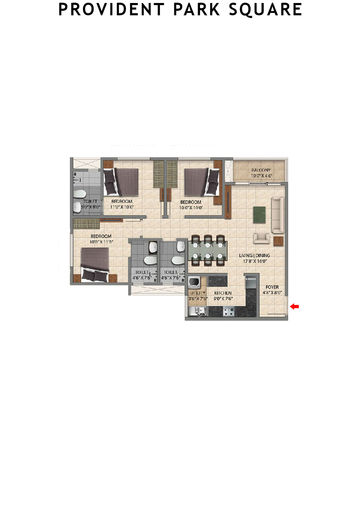 Provident Park Square Tower 2C Unit 4 Floor Plan