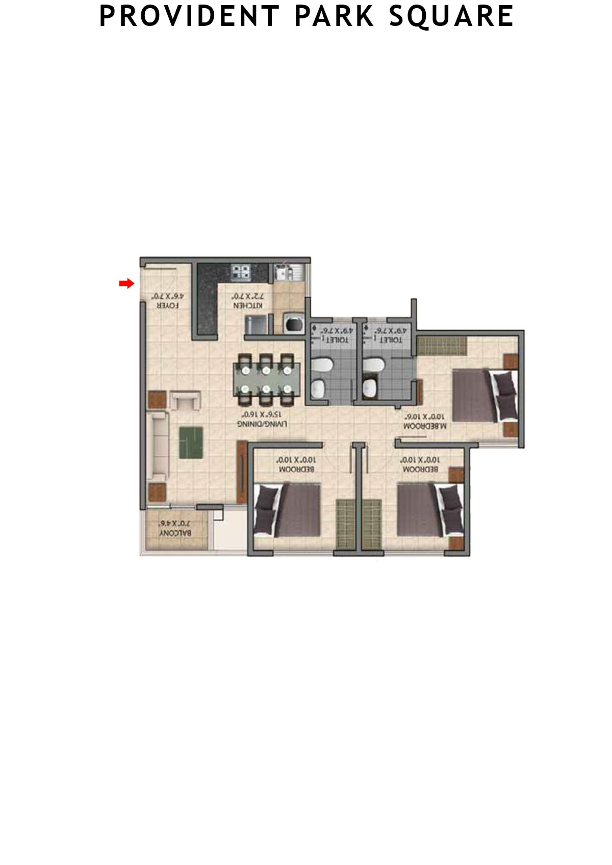 Provident Park Square Tower 2C Unit 7 Floor Plan