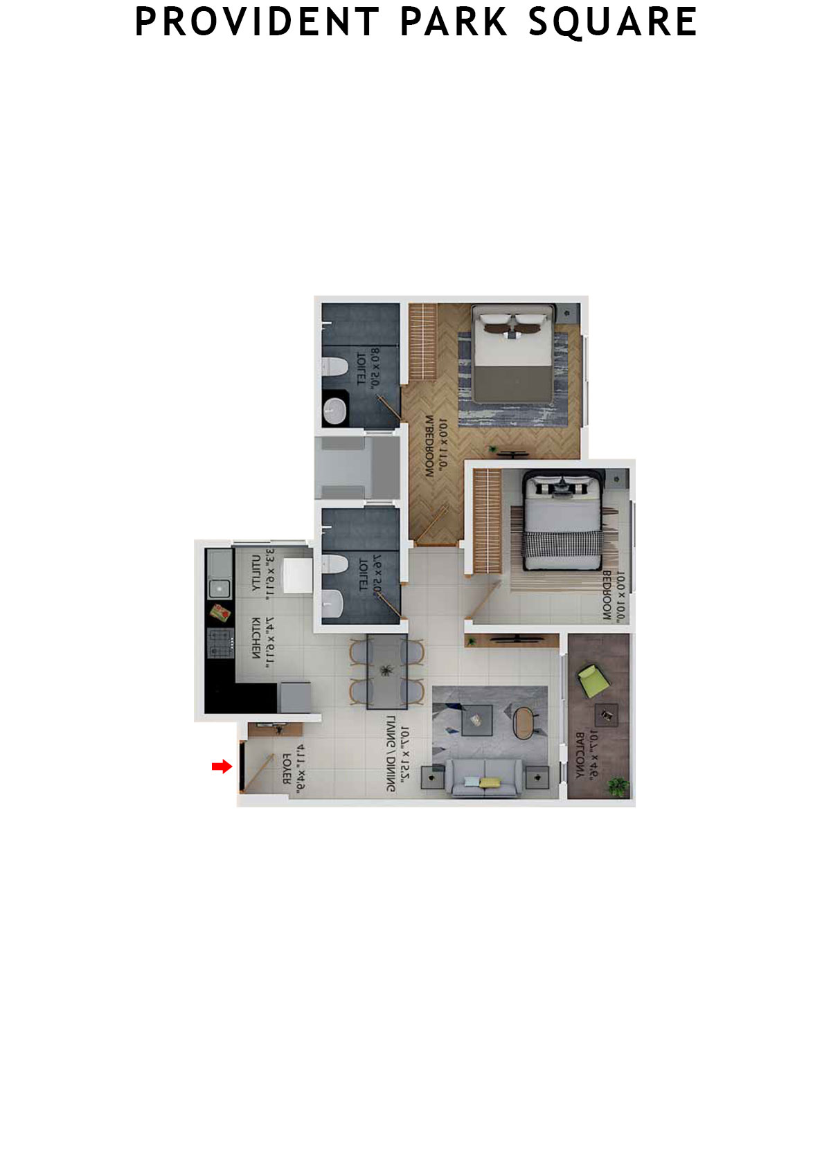 Provident Park Square Tower 6 Unit 2 (Type 5B) Floor Plan