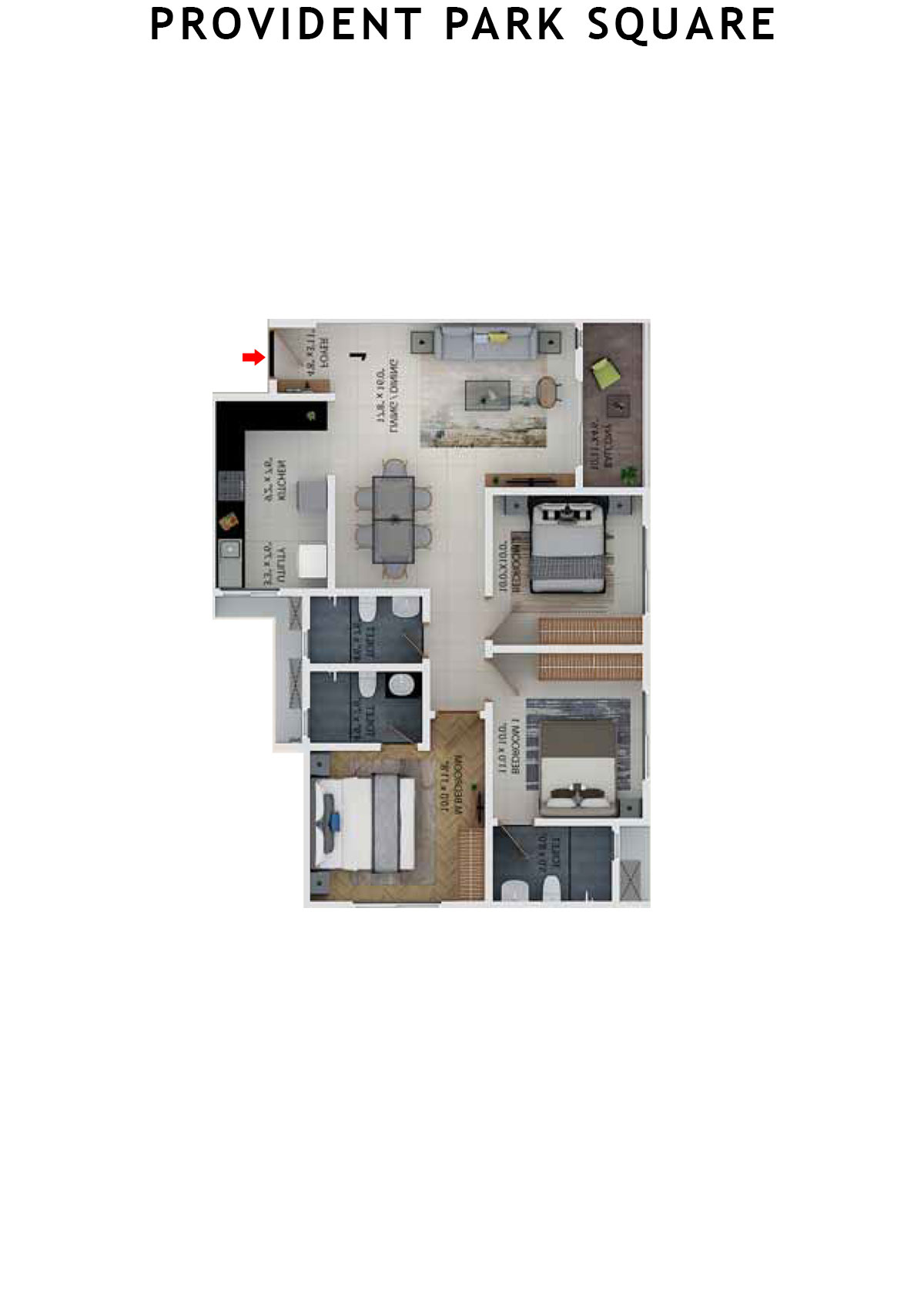 Provident Park Square Tower 6 Unit 3 (Type 6C) Floor Plan