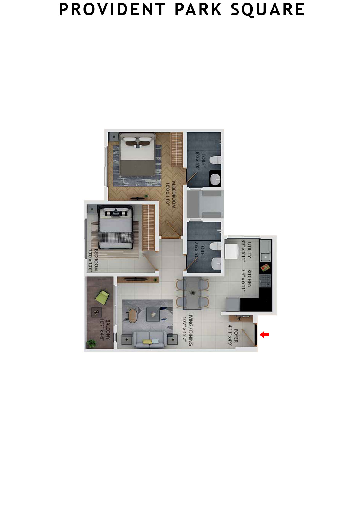 Provident Park Square Tower 6 Unit 5 (Type 5C) Floor Plan