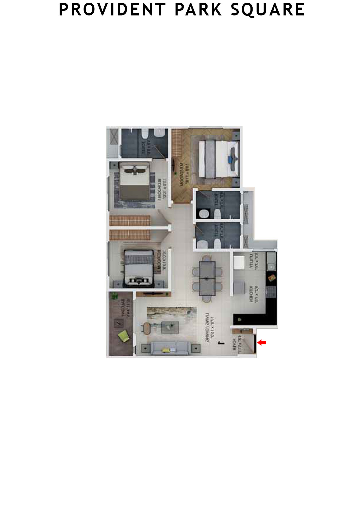 Provident Park Square Tower 6 Unit 6 (Type 6D) Floor Plan
