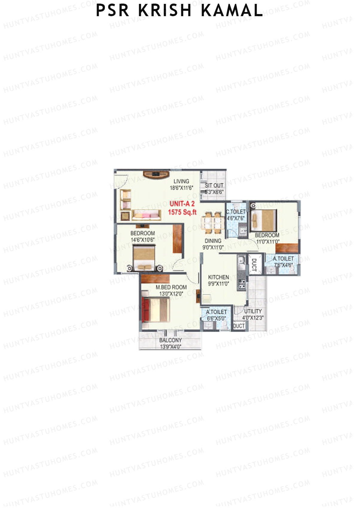 PSR Krish Kamal Block A Unit 2 Floor Plan