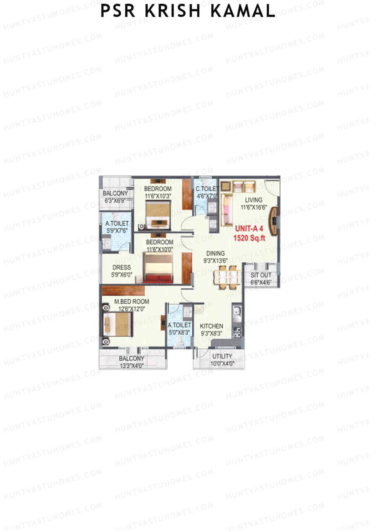 PSR Krish Kamal Block A Unit 4 Floor Plan