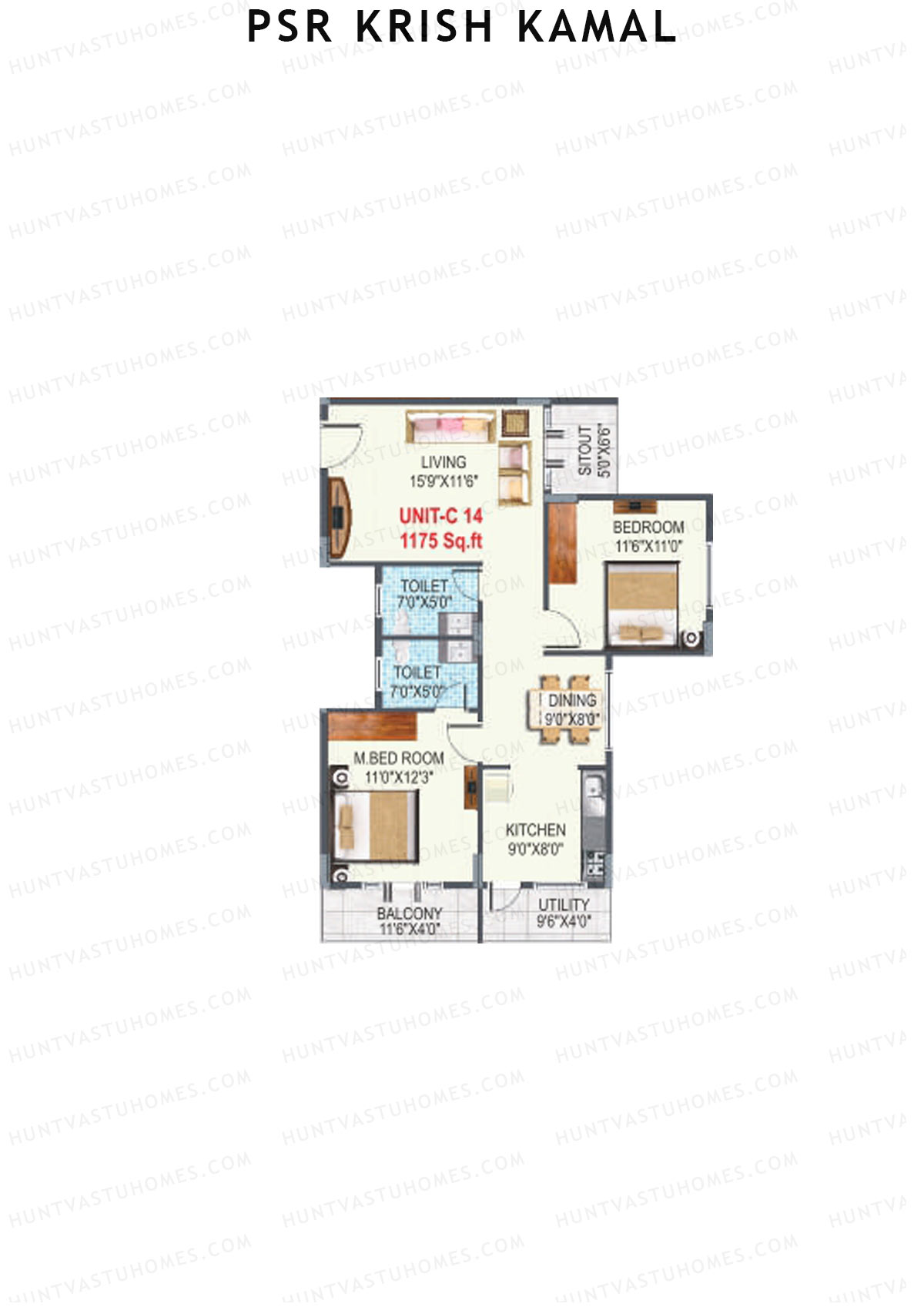 PSR Krish Kamal Block C Unit 14 Floor Plan