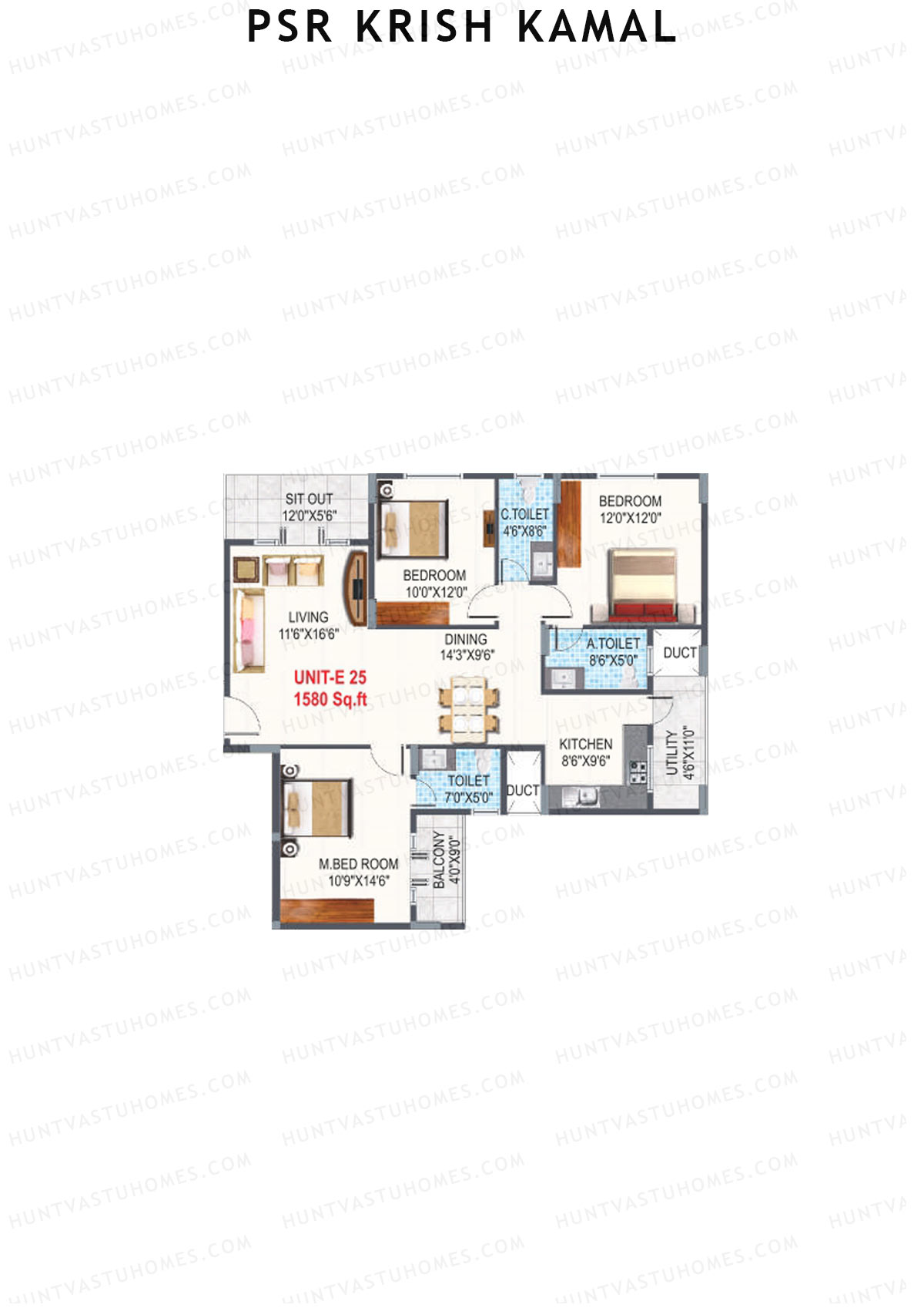 PSR Krish Kamal Block E Unit 25 Floor Plan