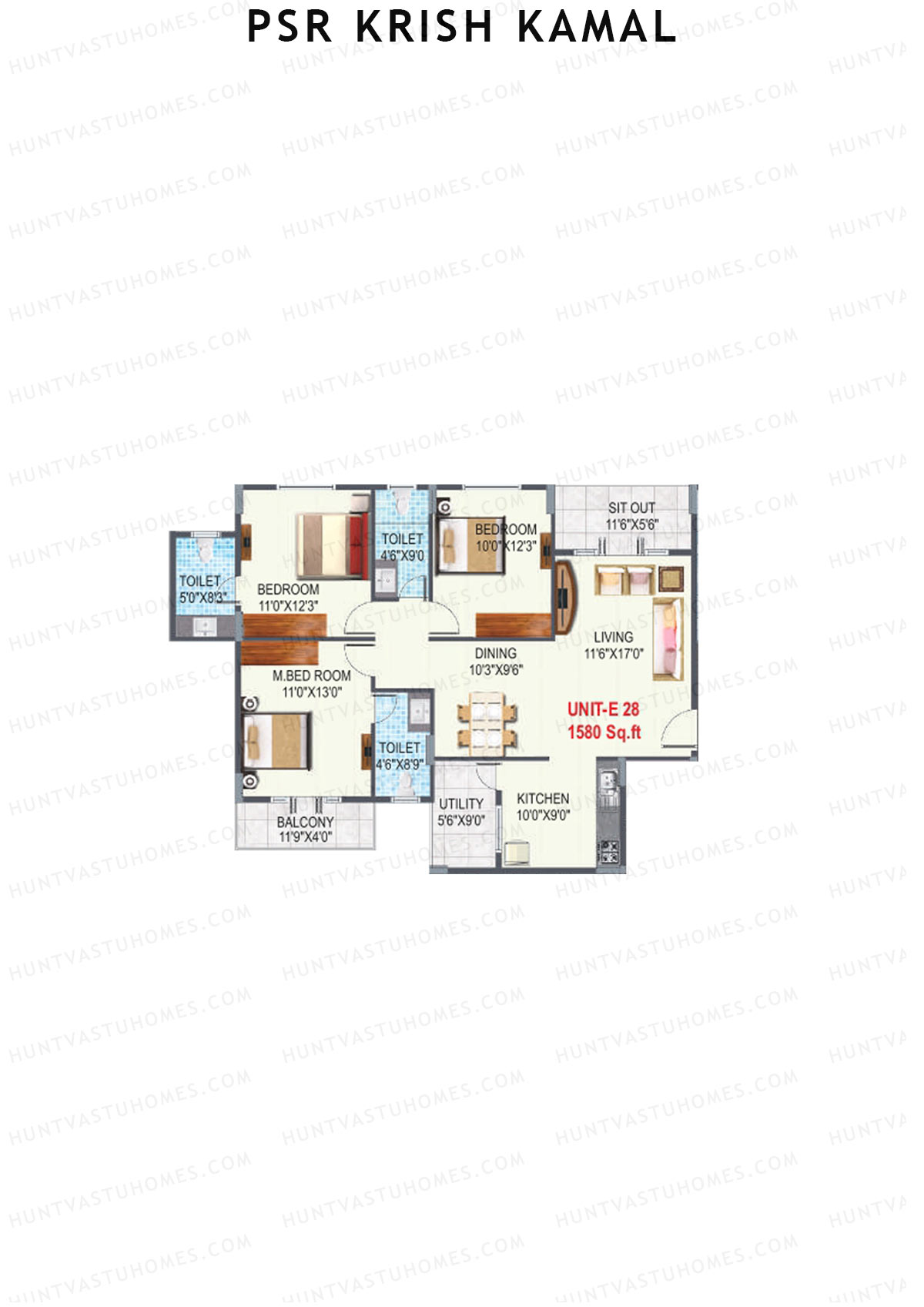 PSR Krish Kamal Block E Unit 28 Floor Plan