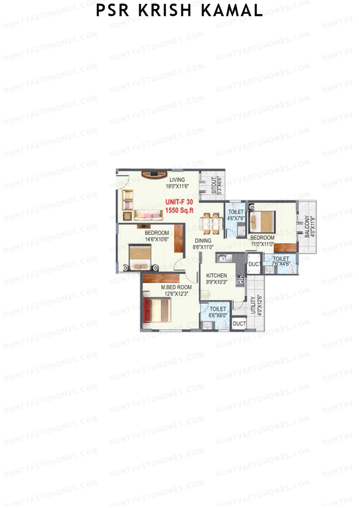 PSR Krish Kamal Block F Unit 30 Floor Plan