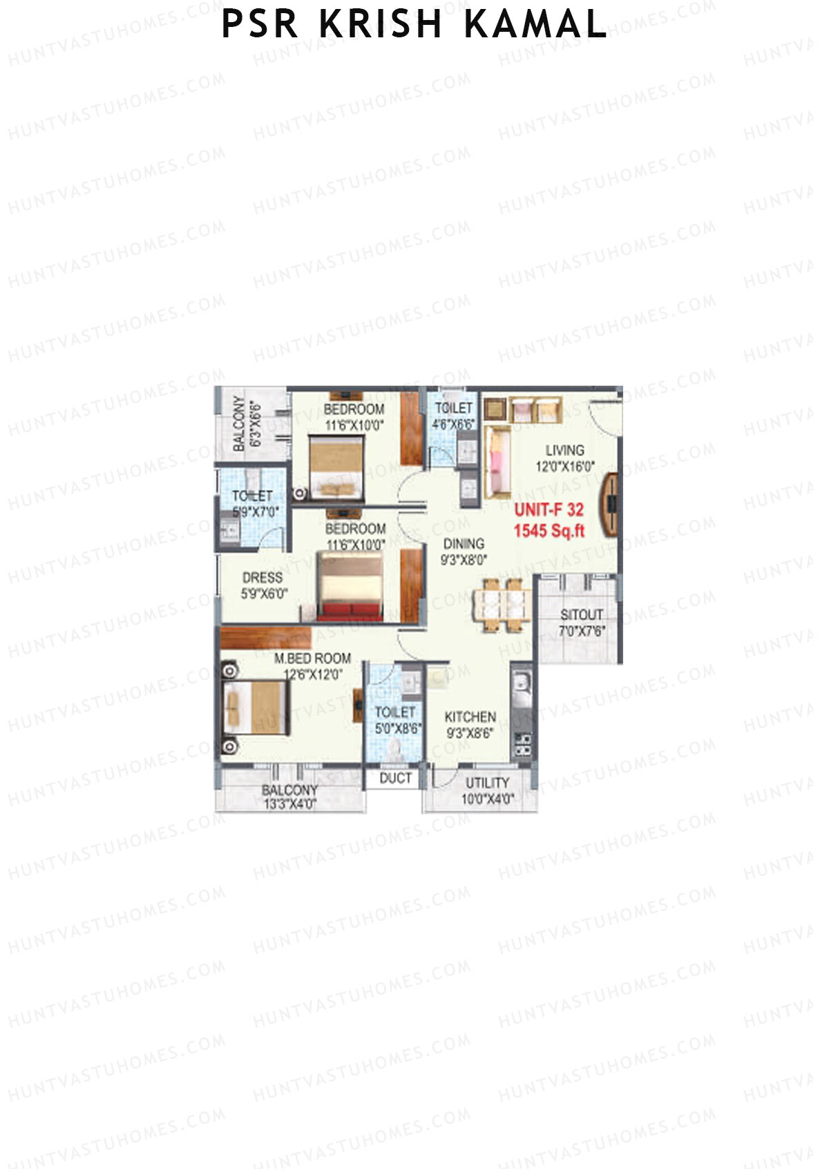 PSR Krish Kamal Block F Unit 32 Floor Plan