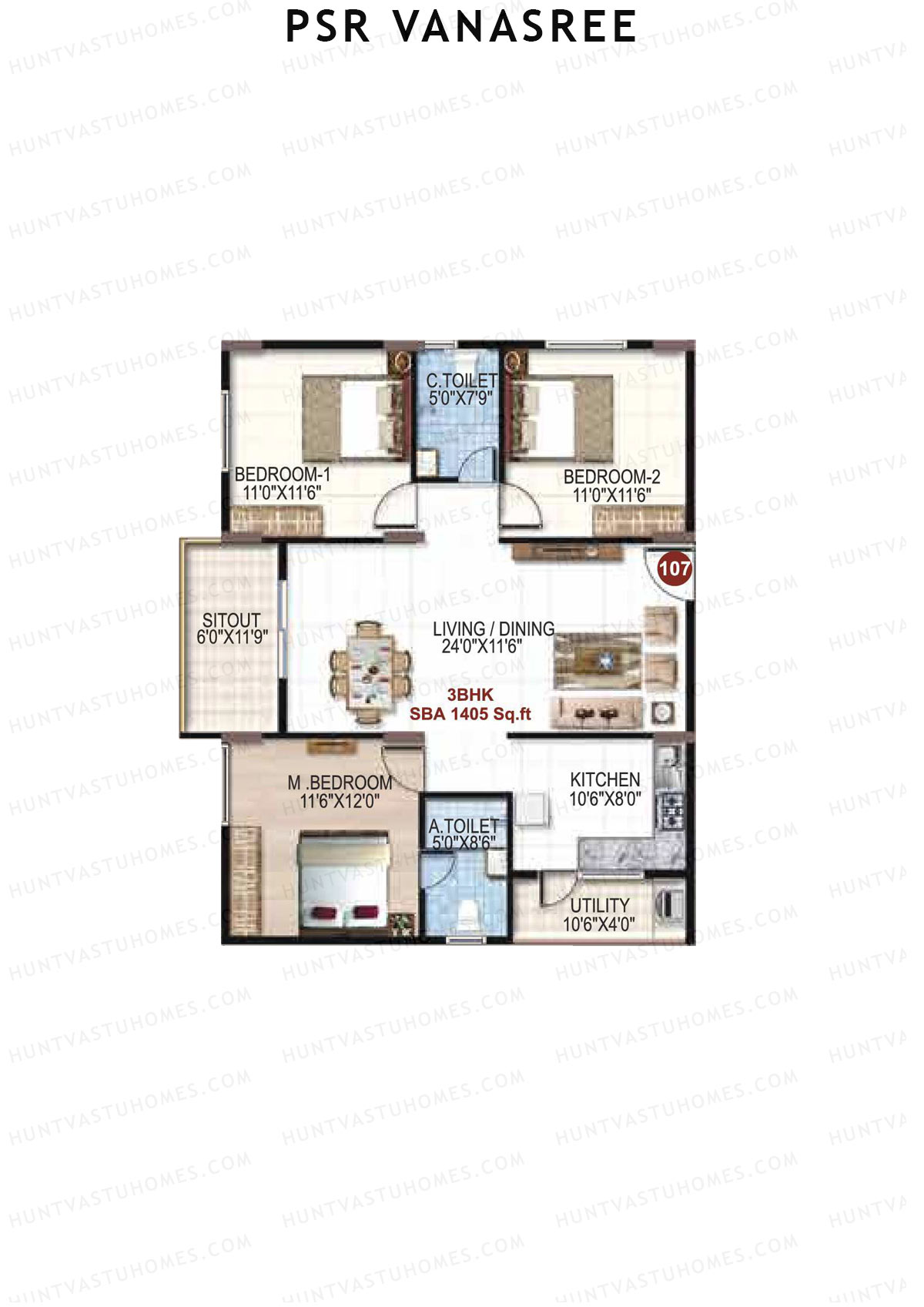PSR Vanasree Tower I Unit 10 Floor Plan