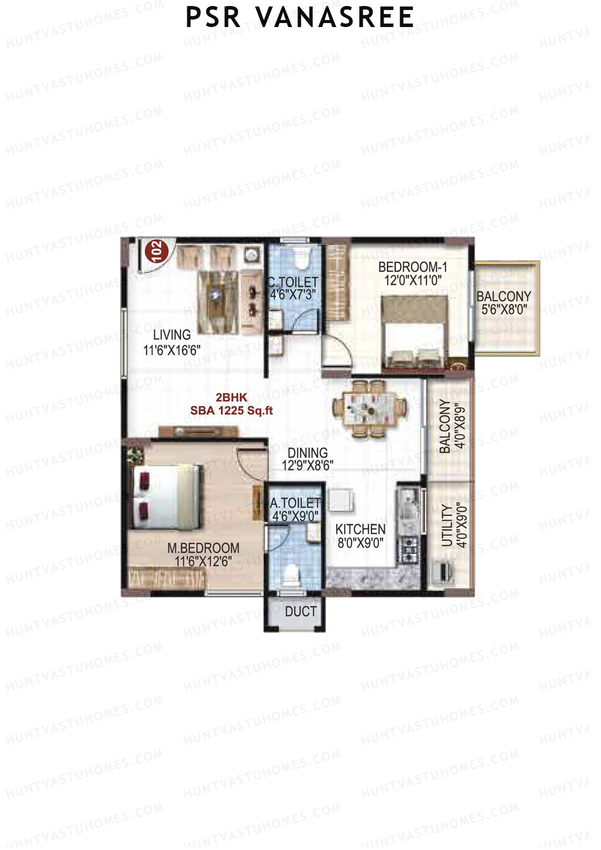 PSR Vanasree Tower I Unit 2 Floor Plan