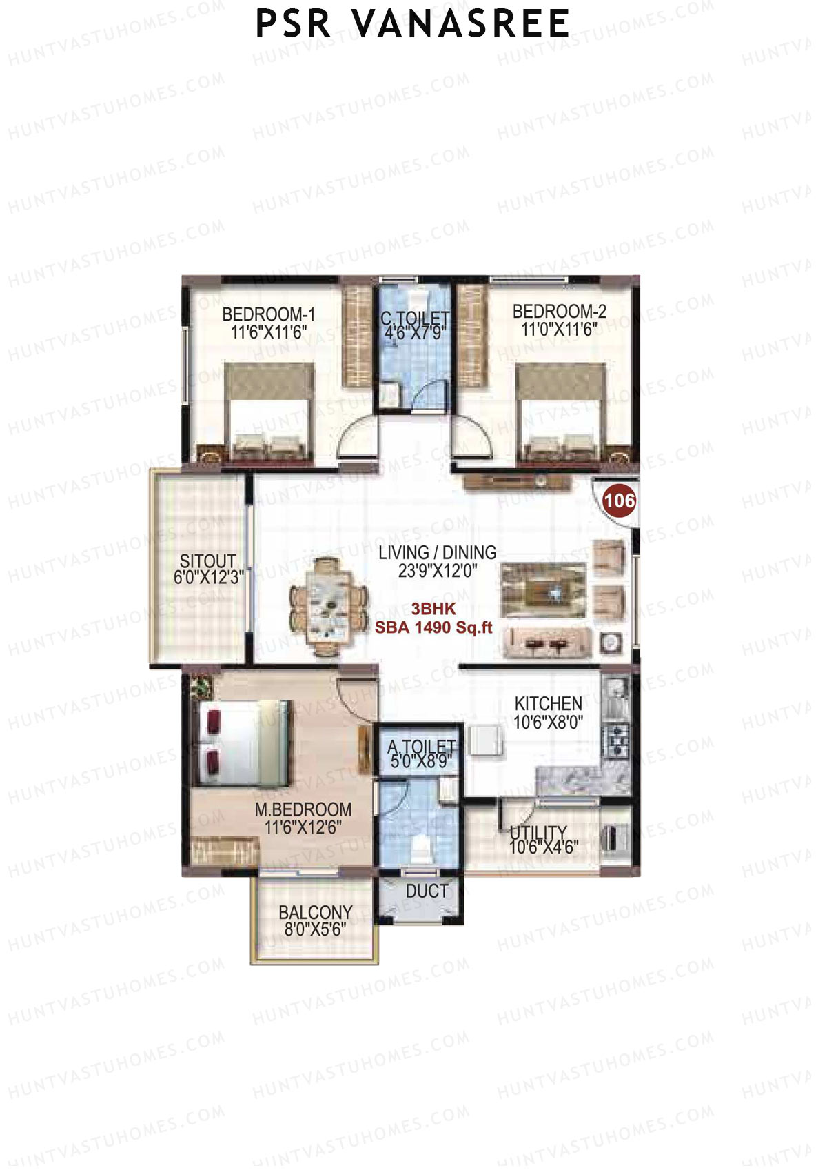 PSR Vanasree Tower I Unit 6 Floor Plan