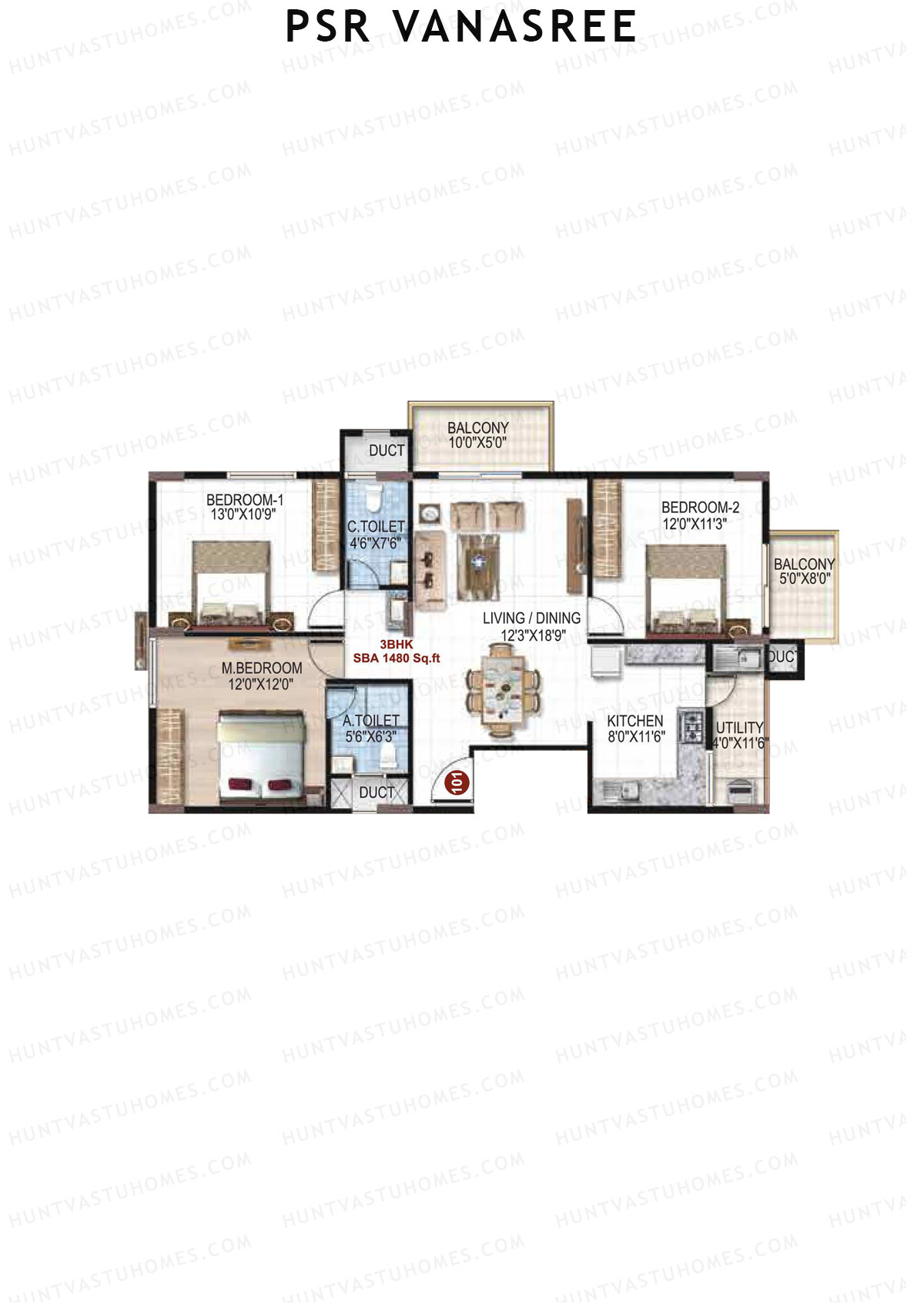 PSR Vanasree Tower II Unit 1 Floor Plan