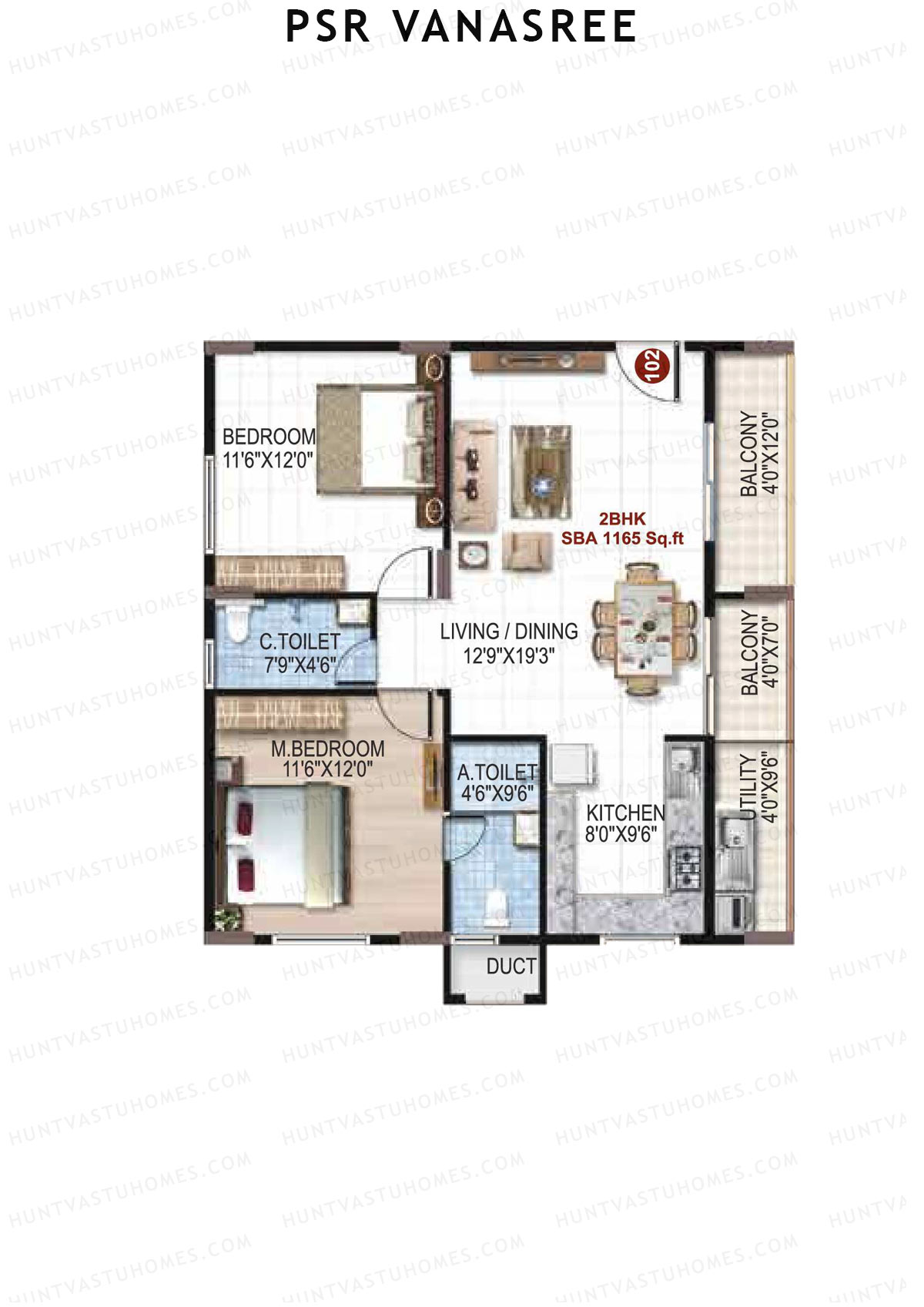 PSR Vanasree Tower II Unit 2 Floor Plan