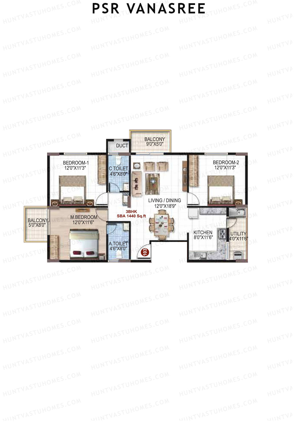 PSR Vanasree Tower II Unit 3 Floor Plan