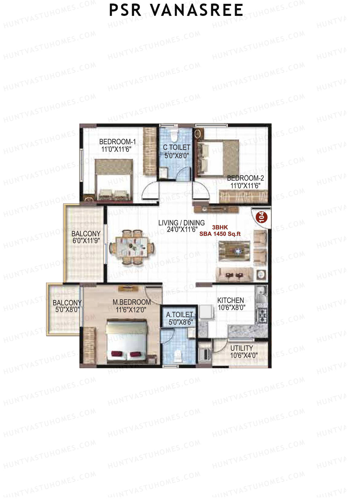 PSR Vanasree Tower II Unit 4 Floor Plan