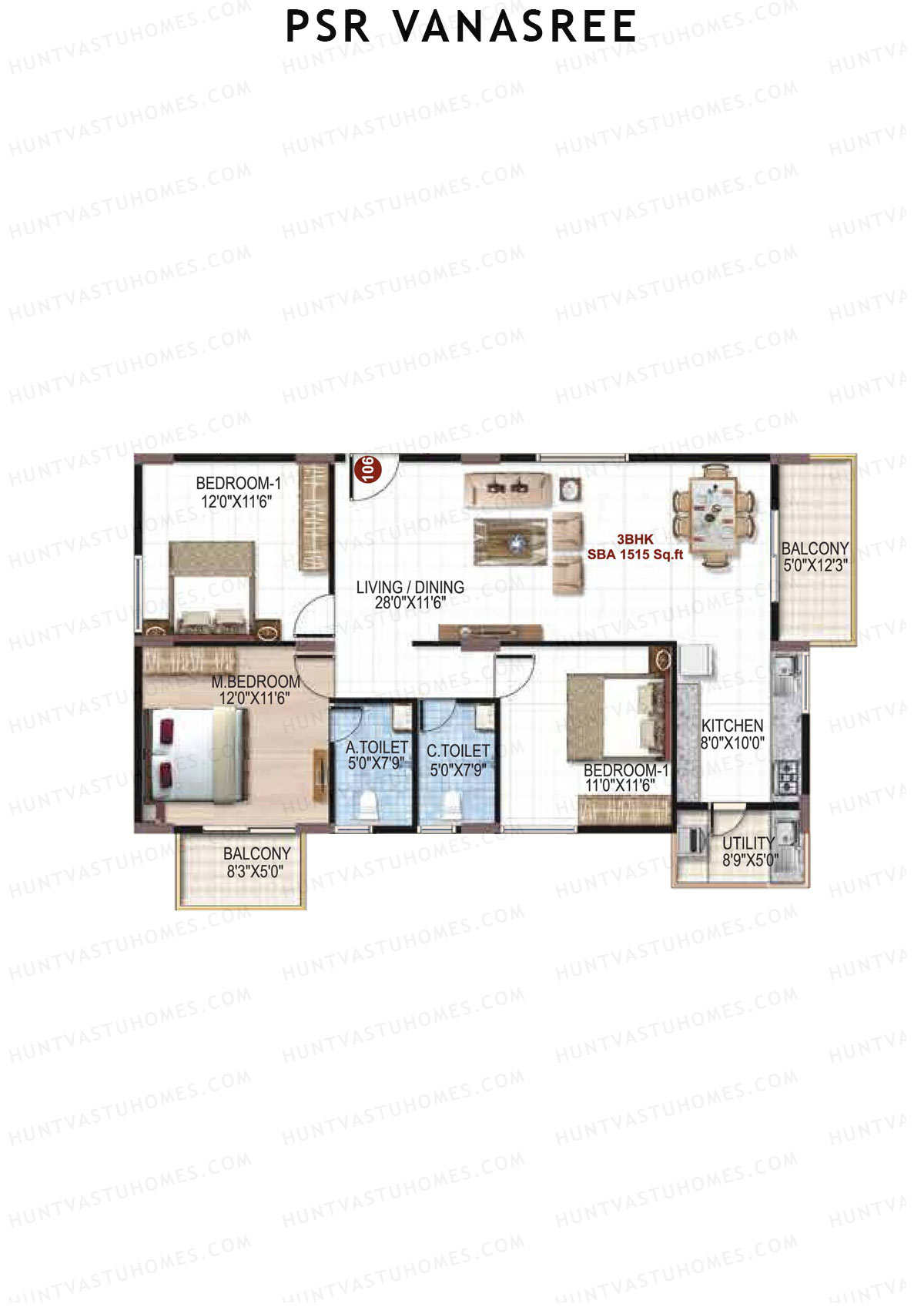 PSR Vanasree Tower II Unit 6 Floor Plan