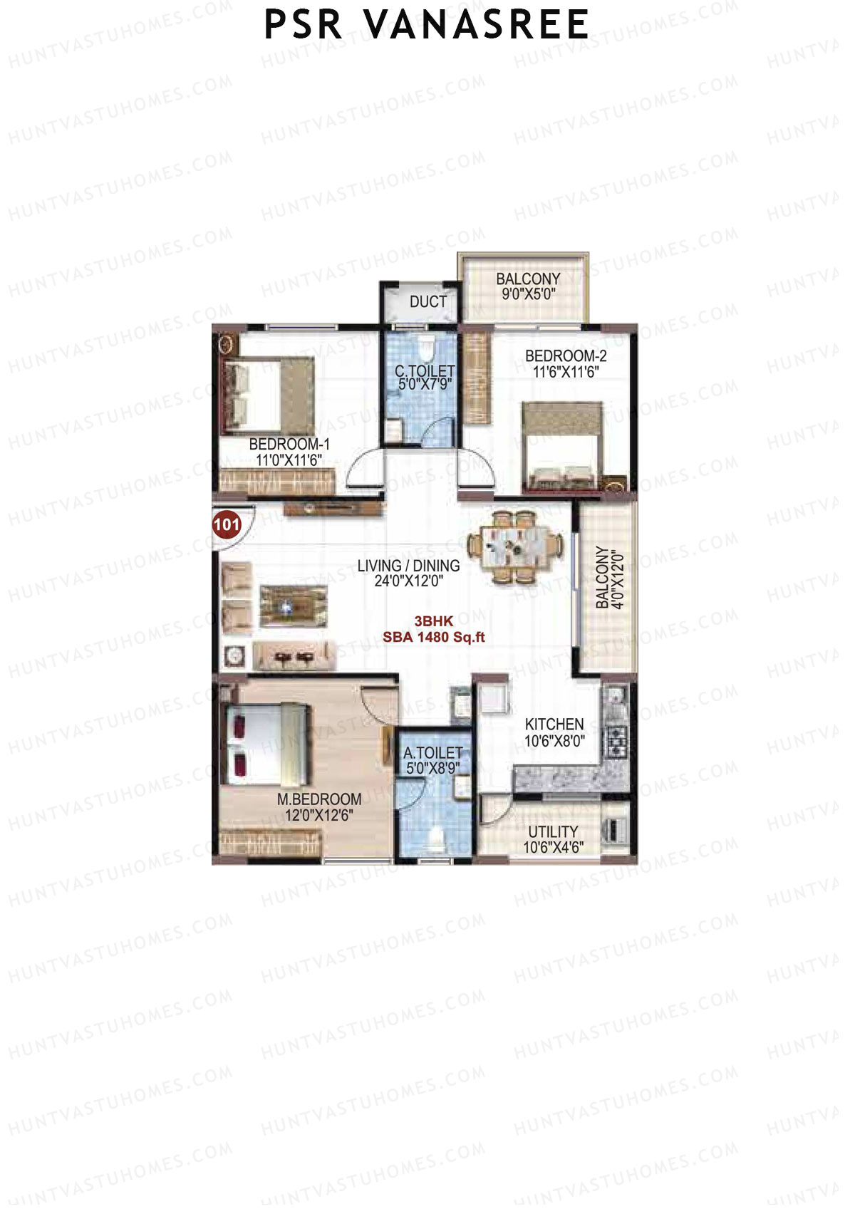 PSR Vanasree Tower III Unit 1 Floor Plan