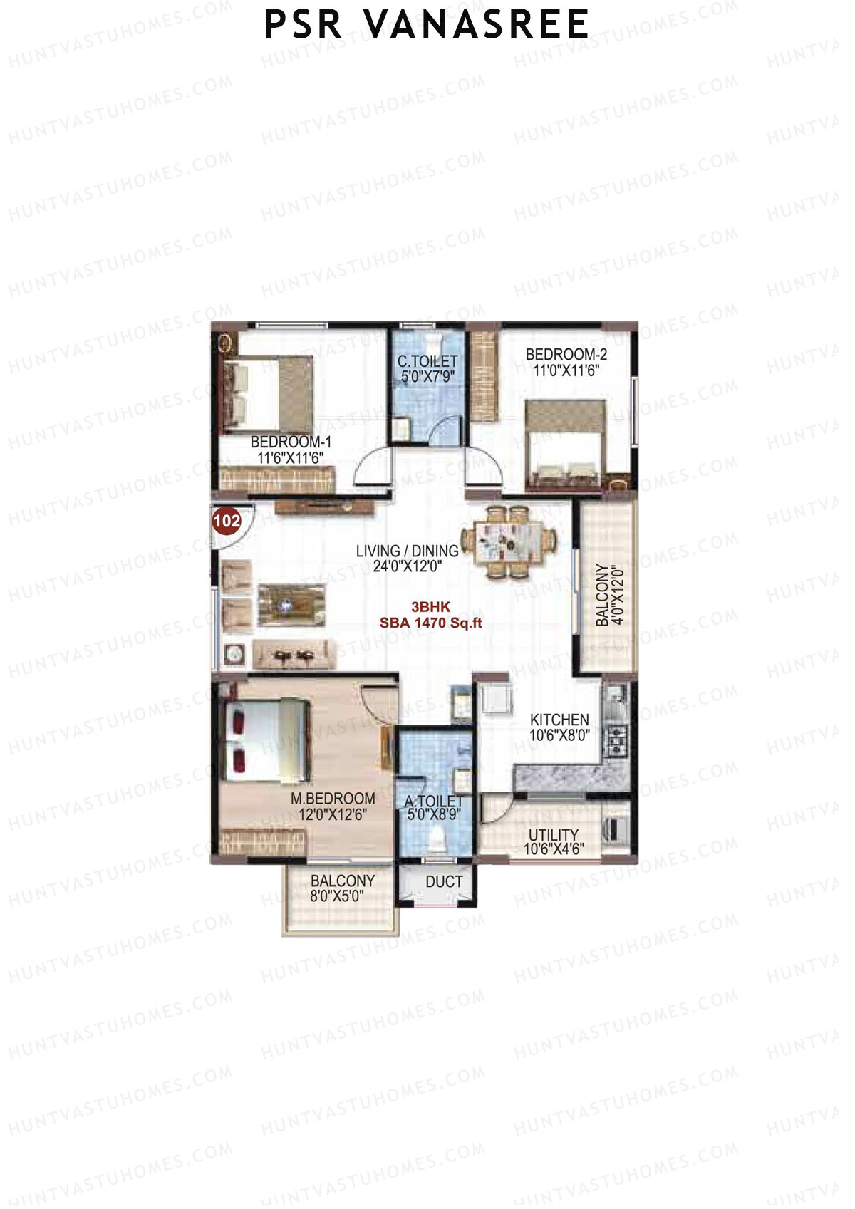 PSR Vanasree Tower III Unit 2 Floor Plan