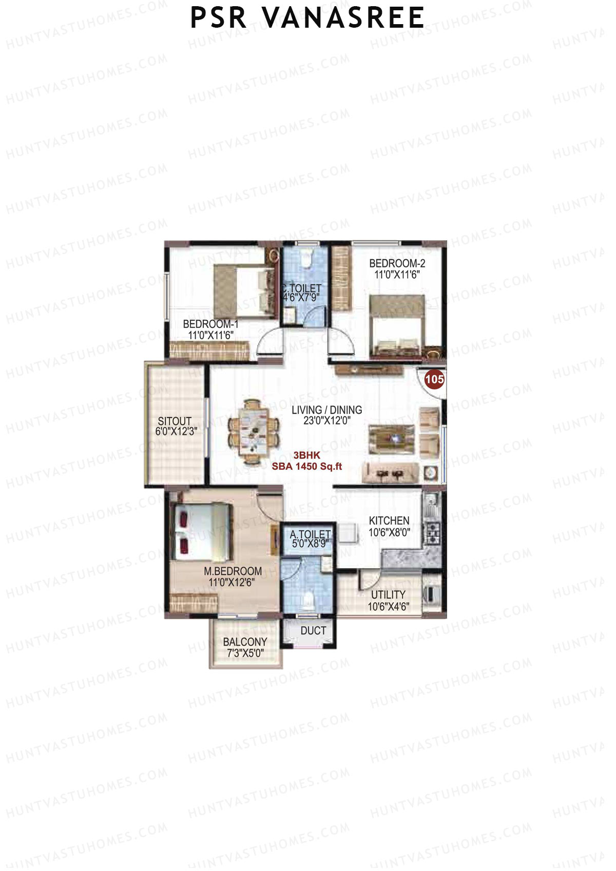 PSR Vanasree Tower III Unit 5 Floor Plan