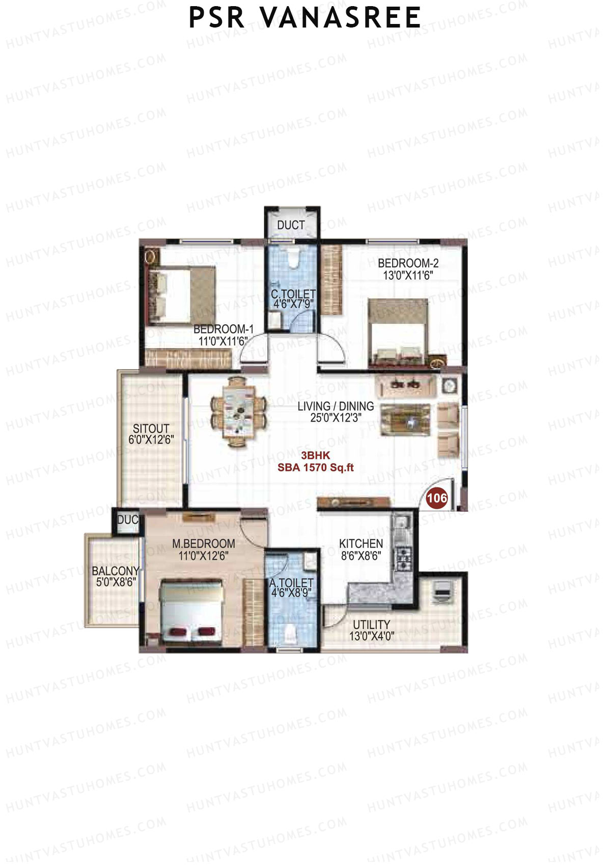 PSR Vanasree Tower III Unit 6 Floor Plan