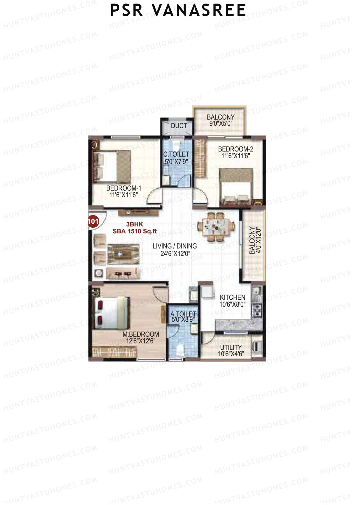 PSR Vanasree Tower IV Unit 1 Floor Plan