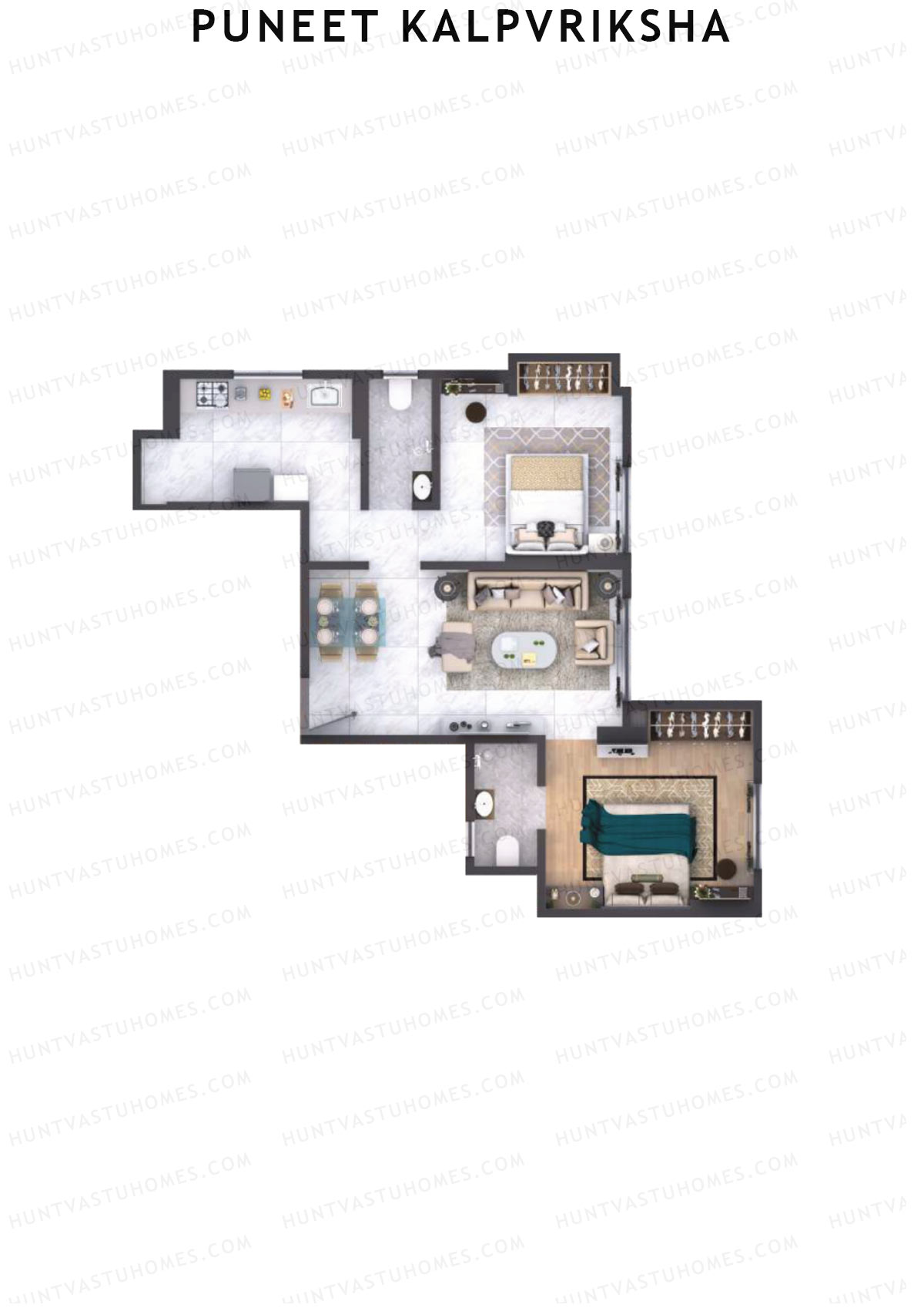 Puneet Kalpvriksha Wing B Unit 3 Floor Plan