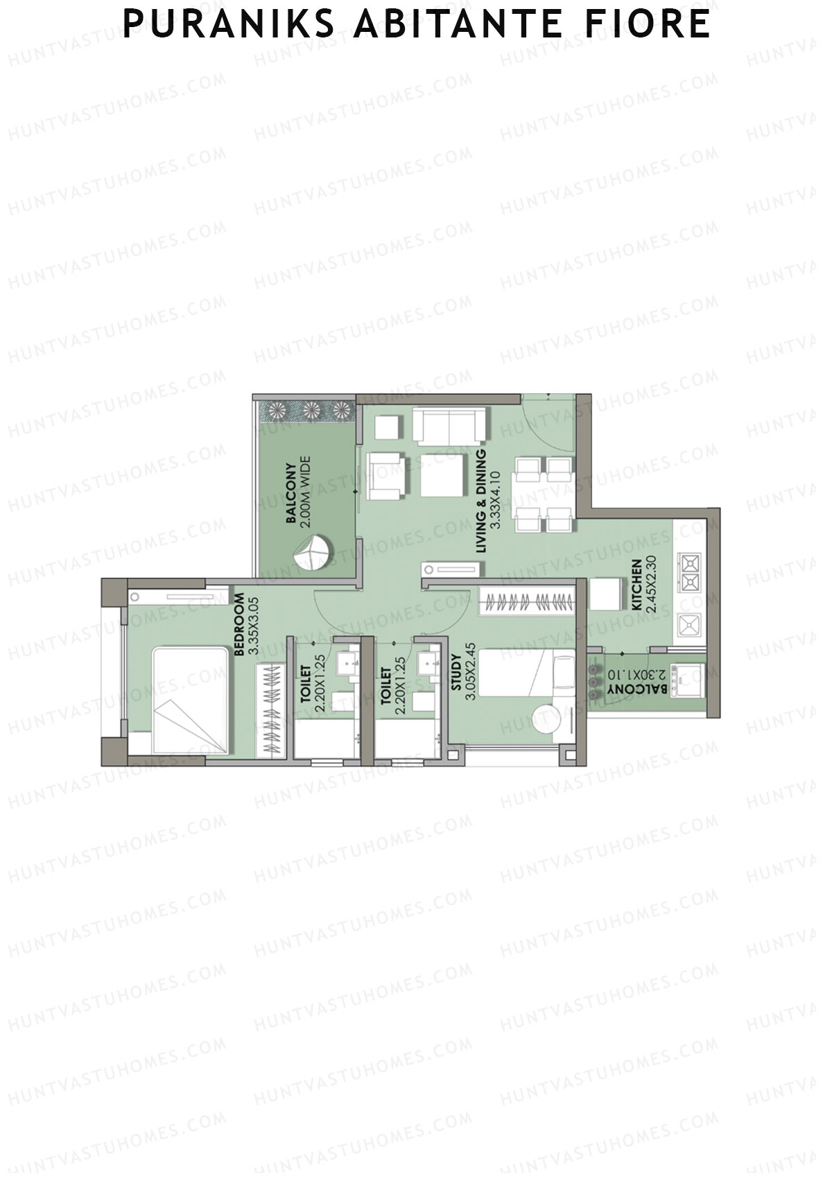 Puraniks Abitante Fiore Tower B Unit 1 (Type A) Floor Plan