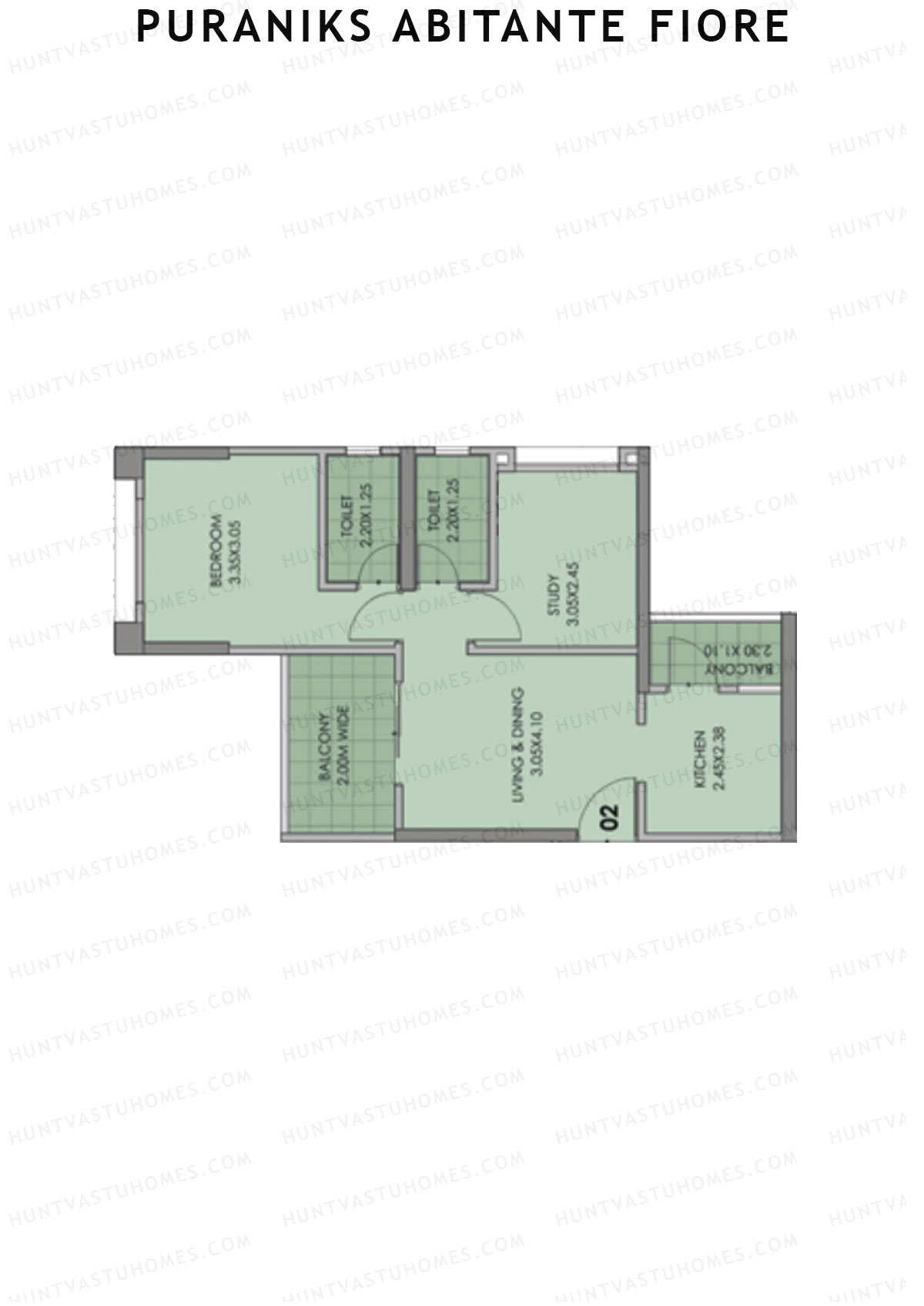 Puraniks Abitante Fiore Tower B Unit 2 (Type E) Floor Plan