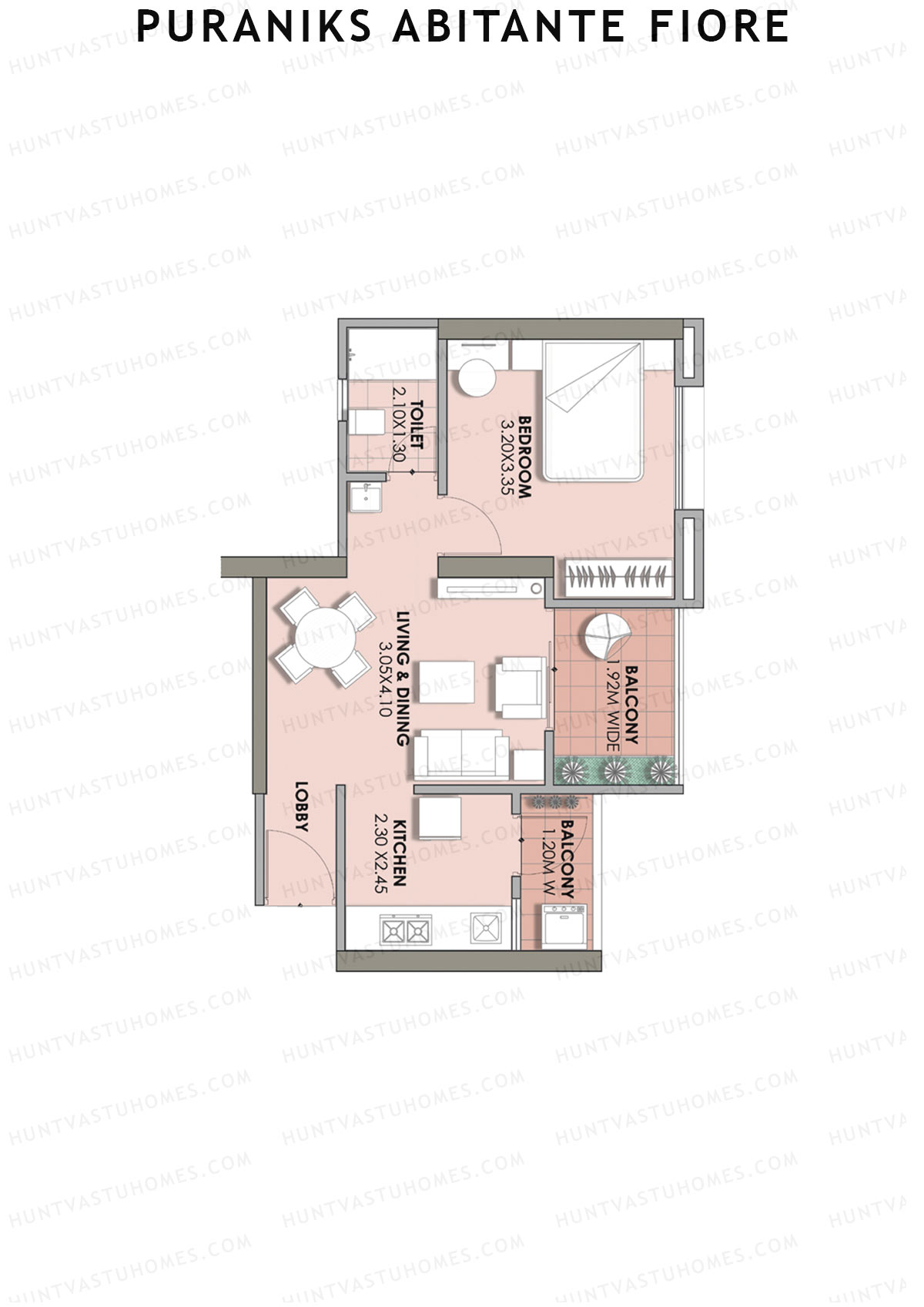 Puraniks Abitante Fiore Tower B Unit 4 (Type A) Floor Plan
