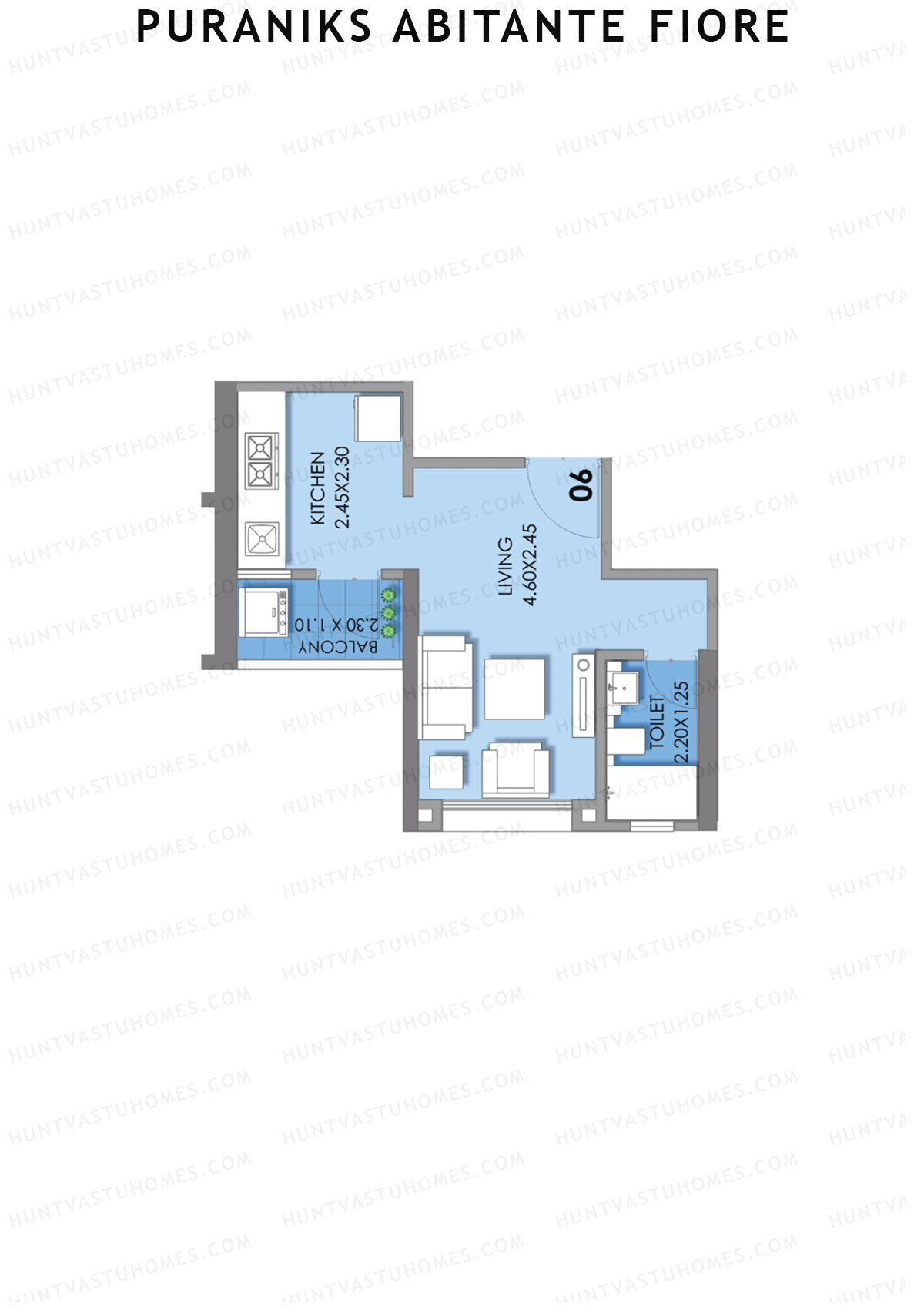 Puraniks Abitante Fiore Tower B Unit 6 (Type A) Floor Plan