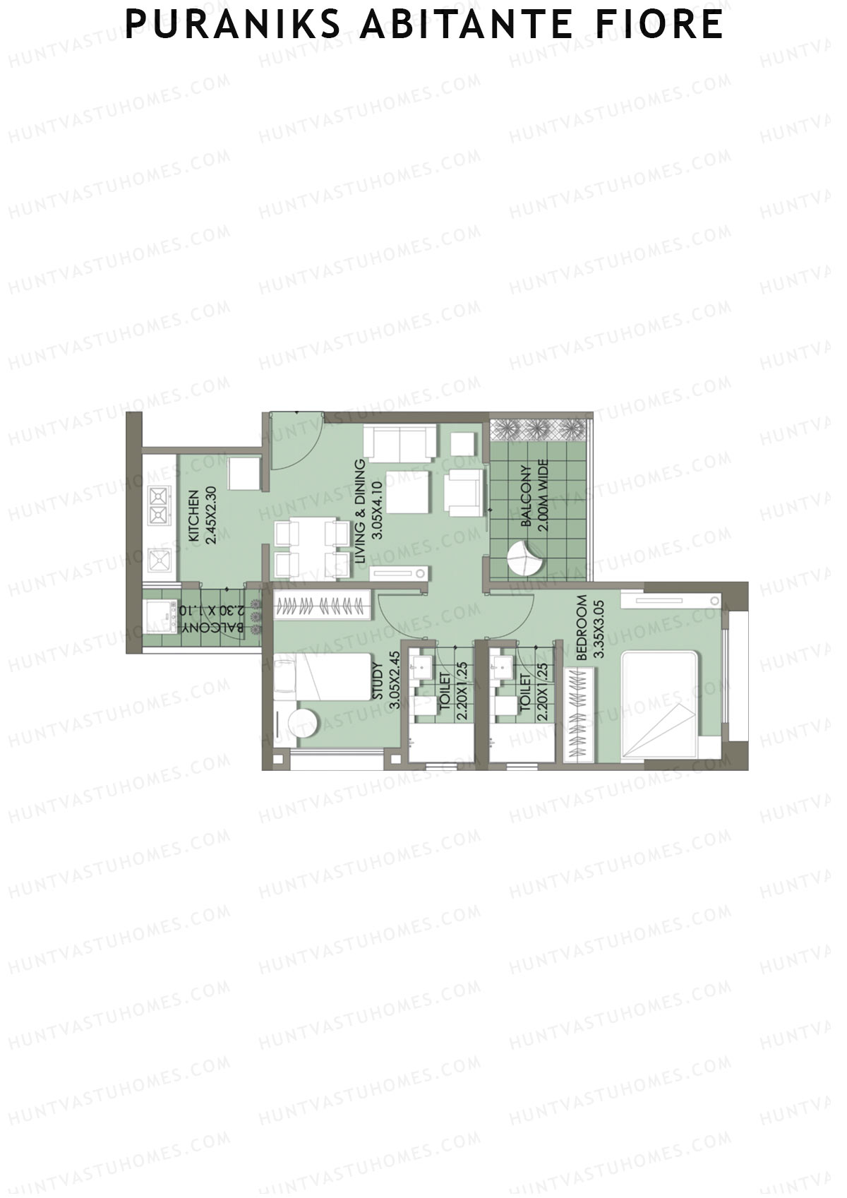 Puraniks Abitante Fiore Tower B Unit 6 (Type C) Floor Plan