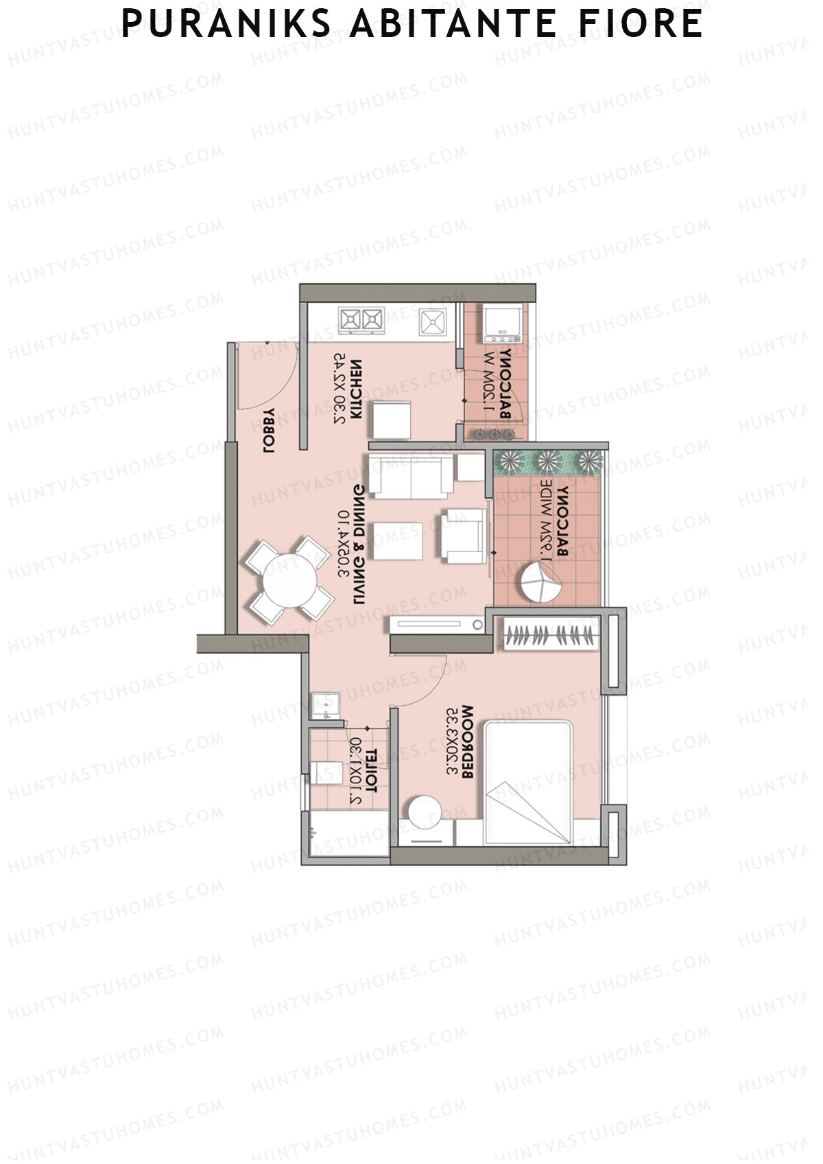 Puraniks Abitante Fiore Tower B Unit 7 (Type A) Floor Plan