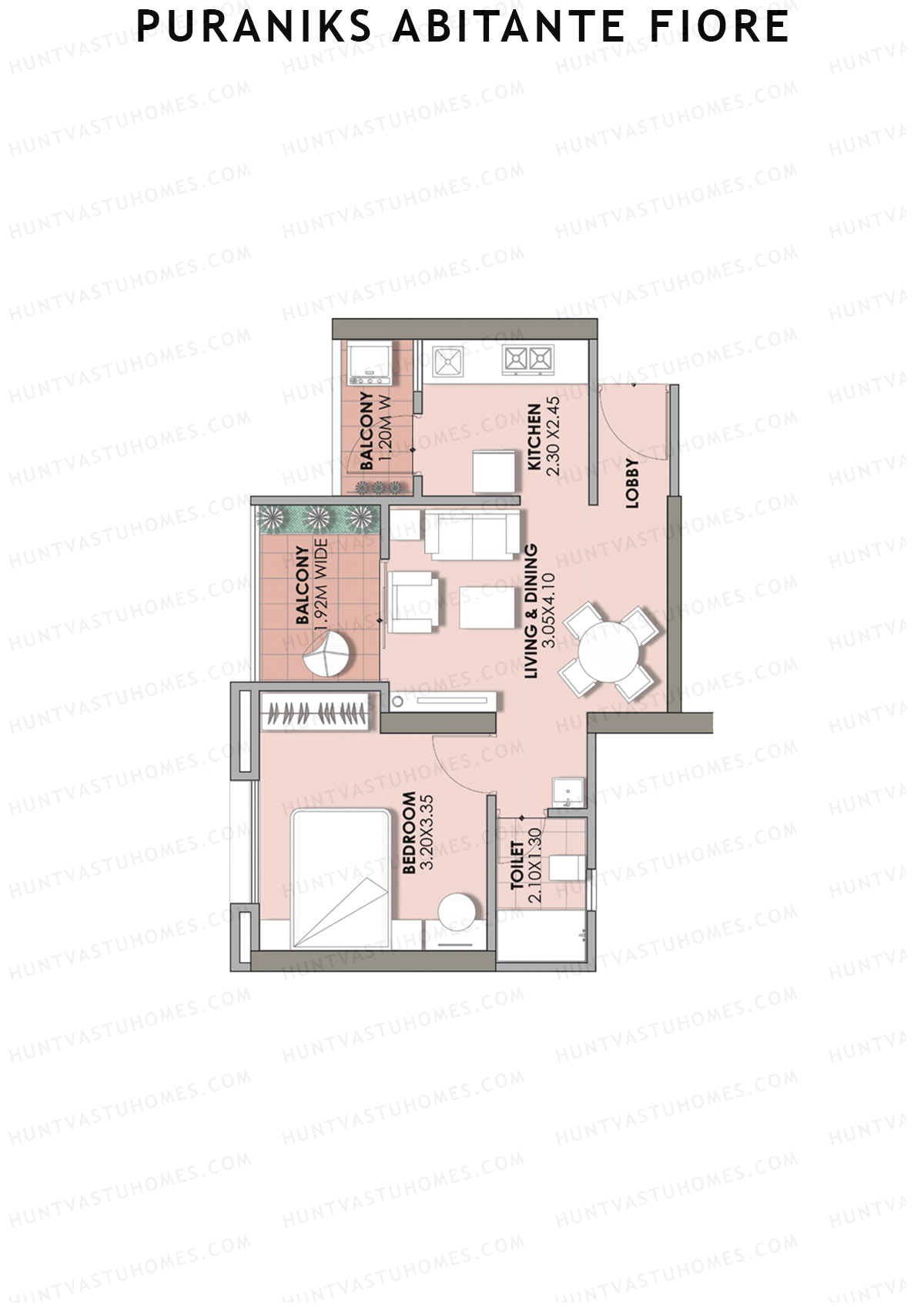 Puraniks Abitante Fiore Tower B Unit 8 (Type A) Floor Plan