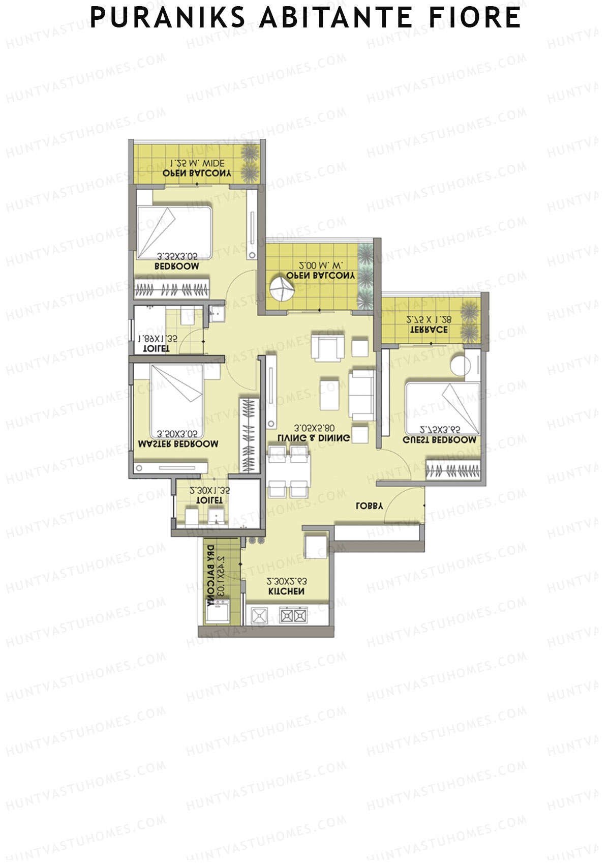 Puraniks Abitante Fiore Tower C Unit 1 (Type A) Floor Plan