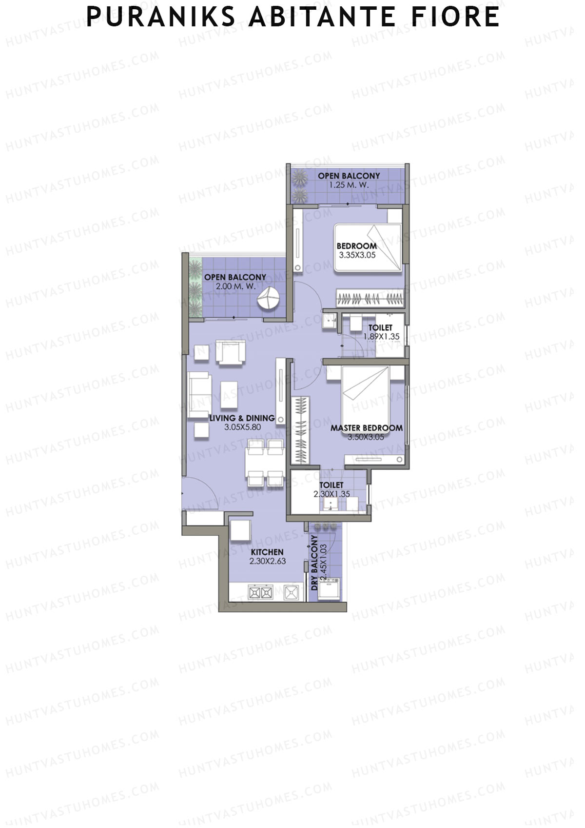 Puraniks Abitante Fiore Tower C Unit 2 (Type A) Floor Plan