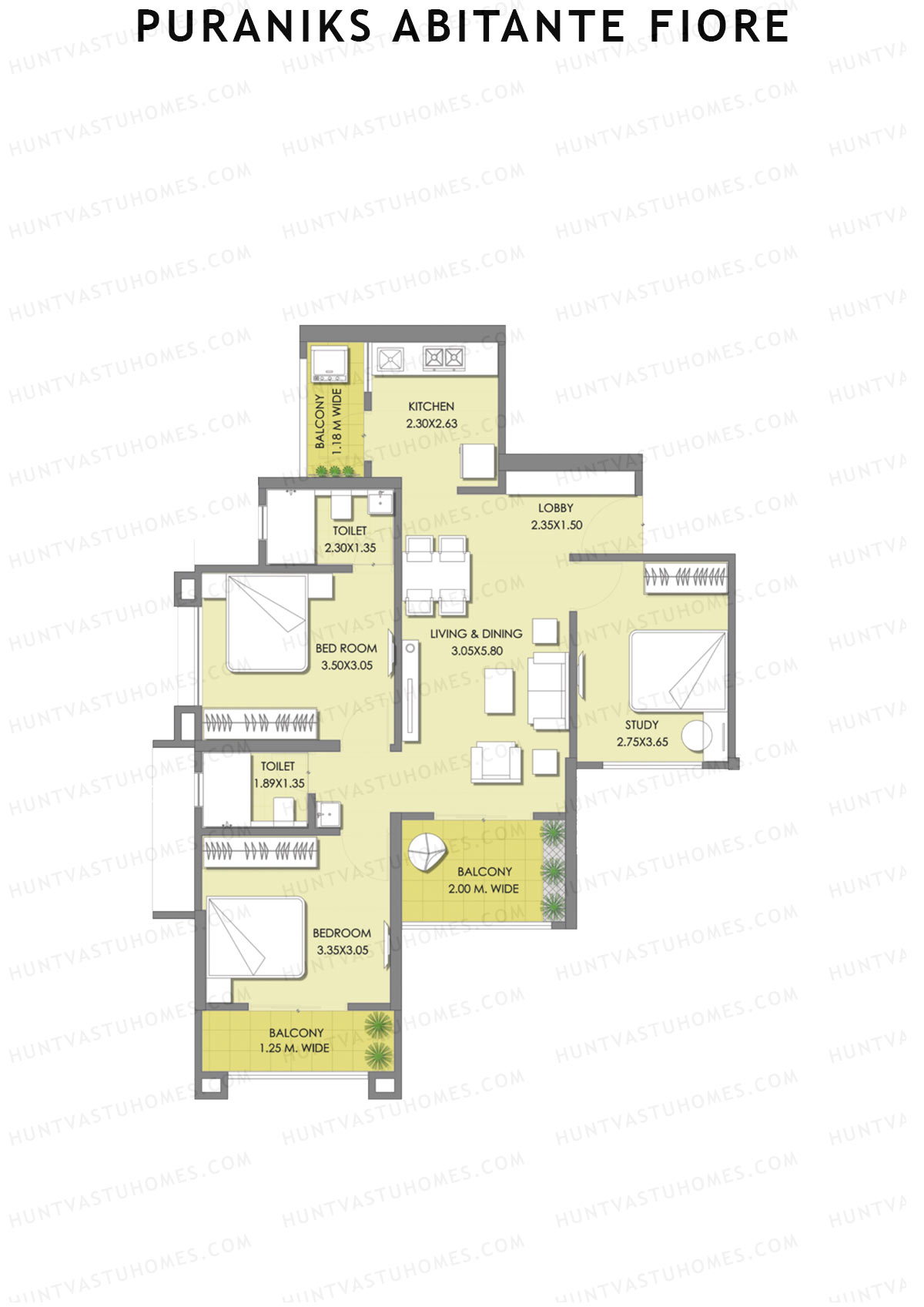 Puraniks Abitante Fiore Tower C Unit 6 (Type A) Floor Plan