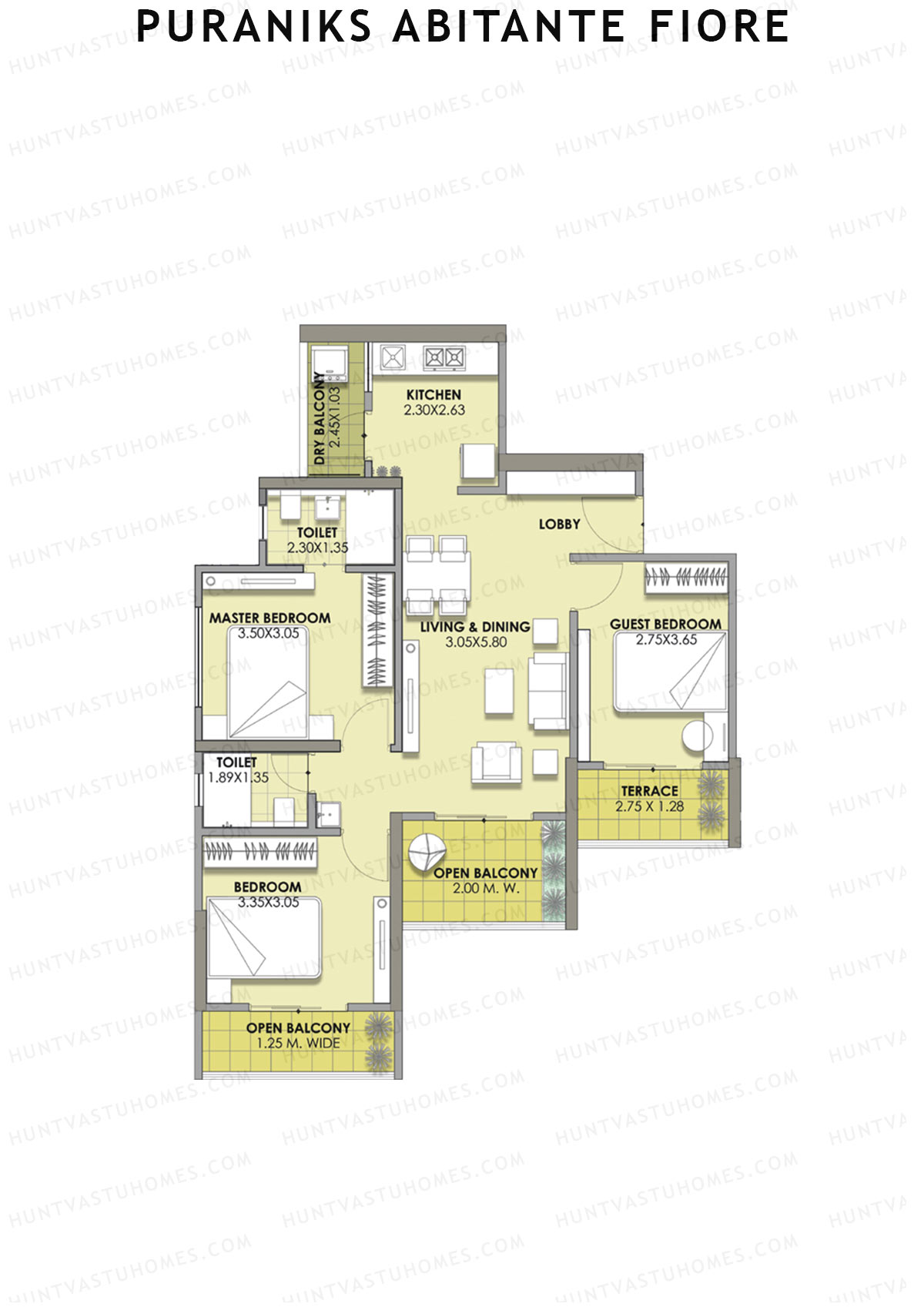 Puraniks Abitante Fiore Tower C Unit 6 (Type A) Floor Plan