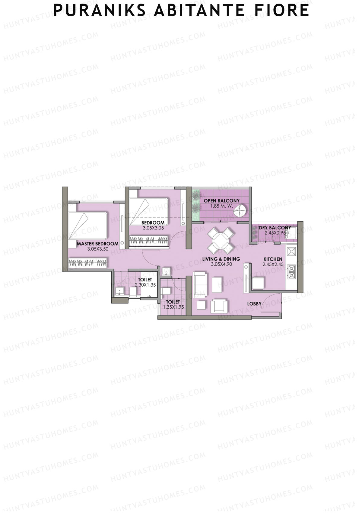 Puraniks Abitante Fiore Tower C Unit 8 (Type D) Floor Plan