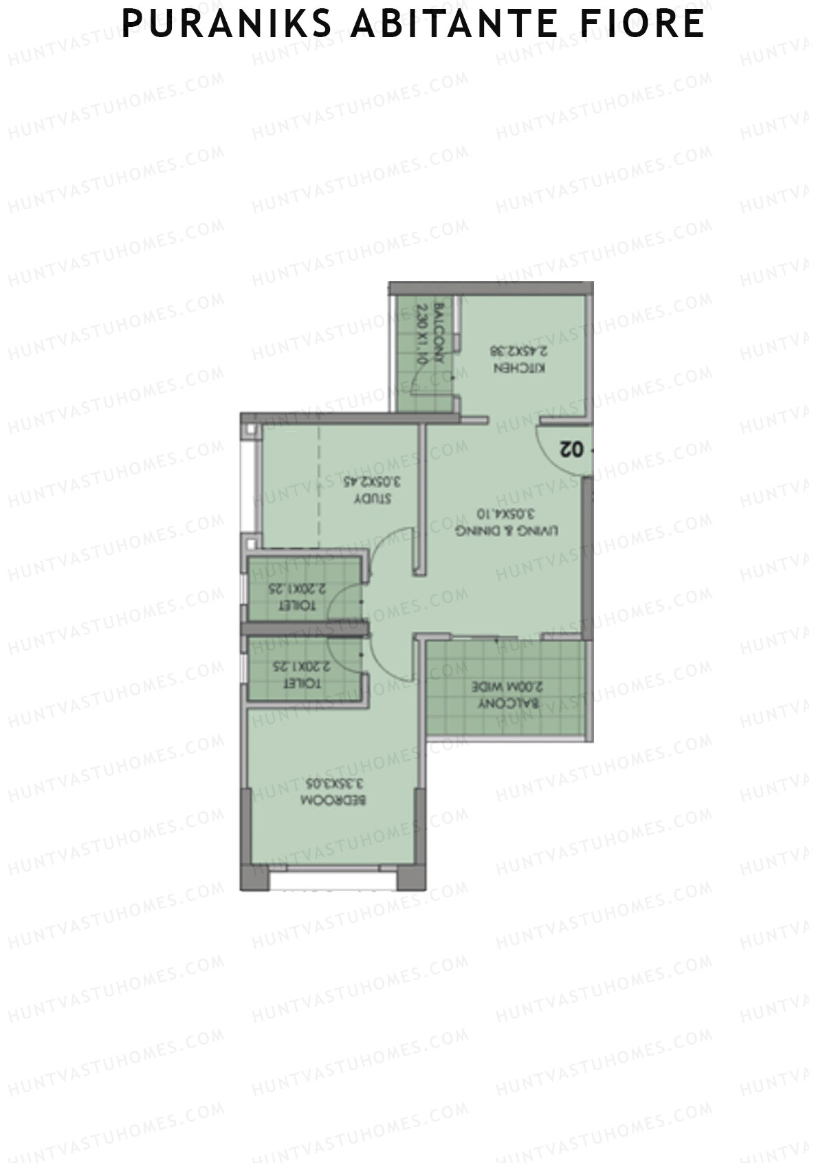 Puraniks Abitante Fiore Tower F Unit 2 (Type D) Floor Plan