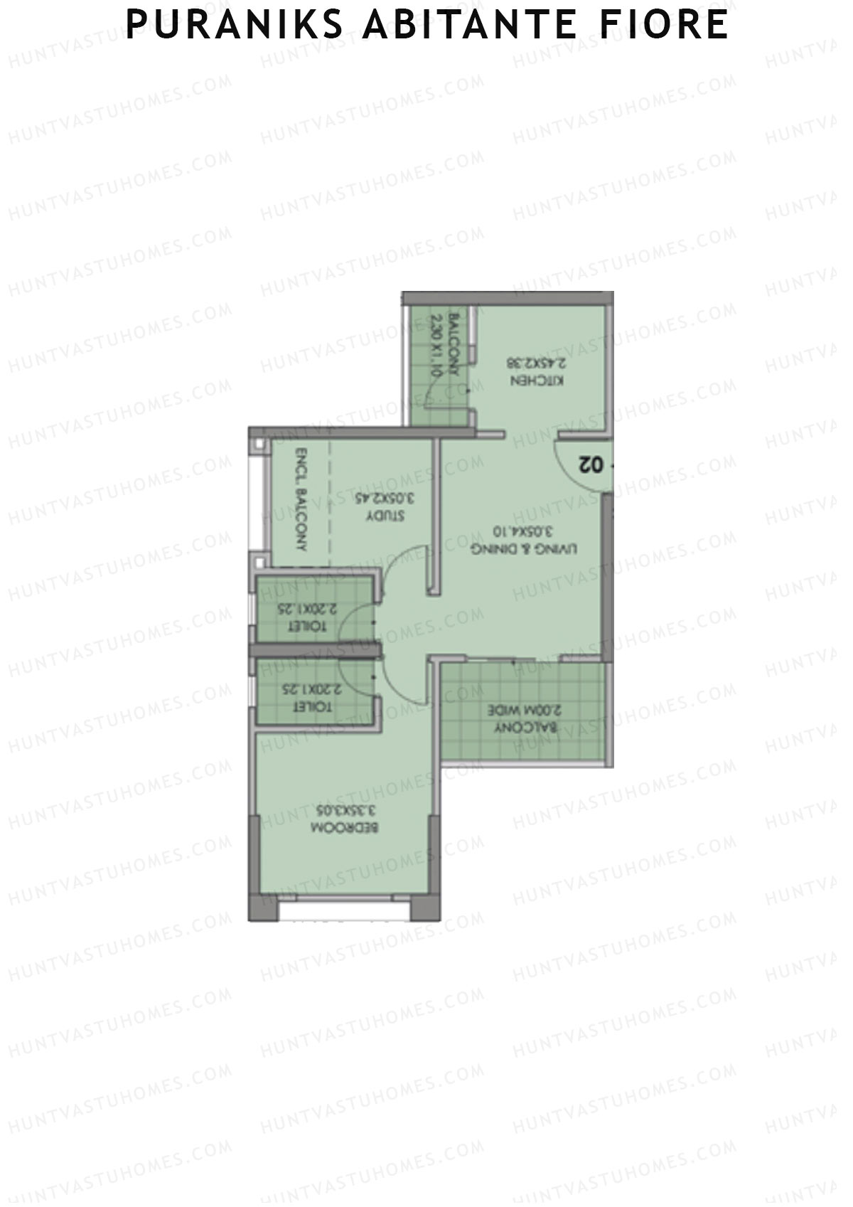 Puraniks Abitante Fiore Tower F Unit 2 (Type D) Floor Plan