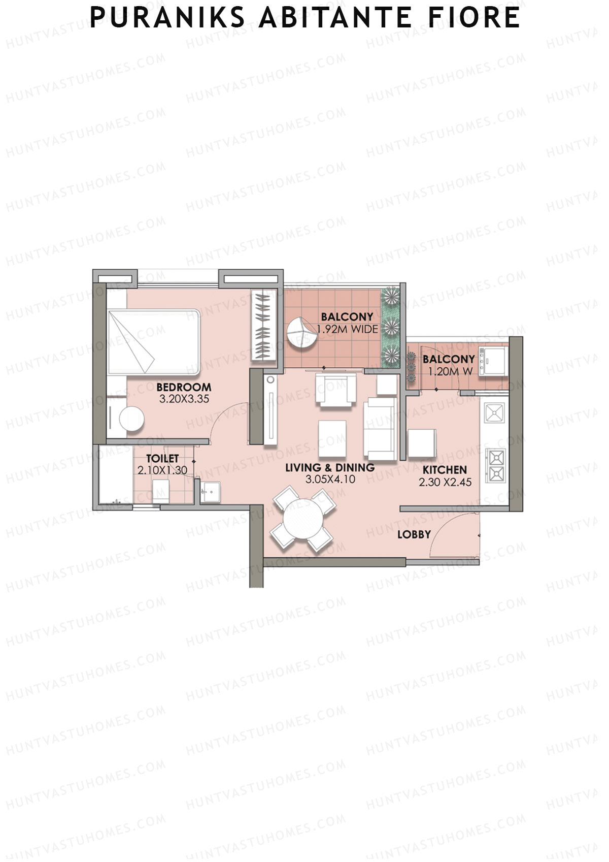 Puraniks Abitante Fiore Tower F Unit 4 (Type A) Floor Plan