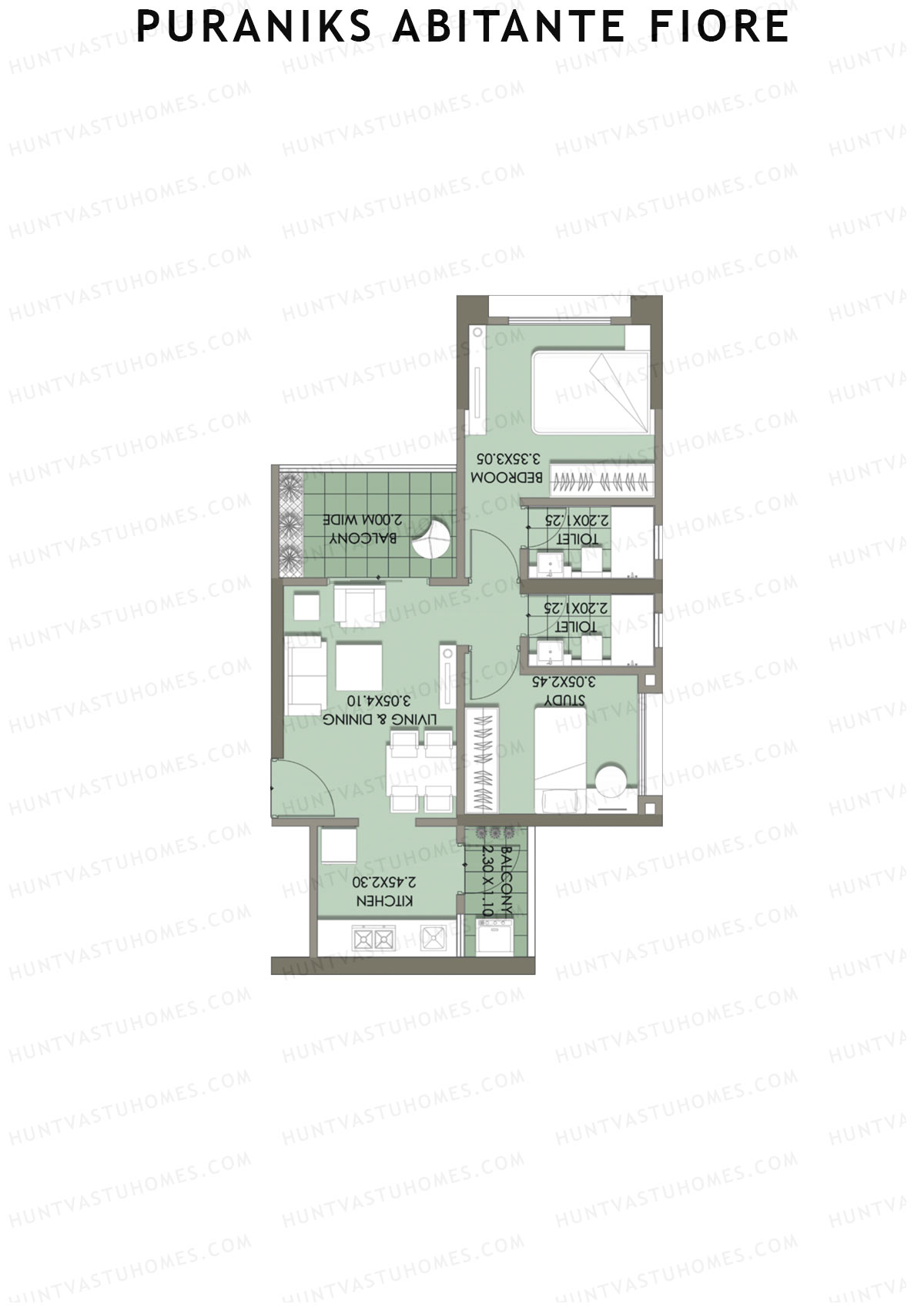 Puraniks Abitante Fiore Tower F Unit 6 (Type C) Floor Plan