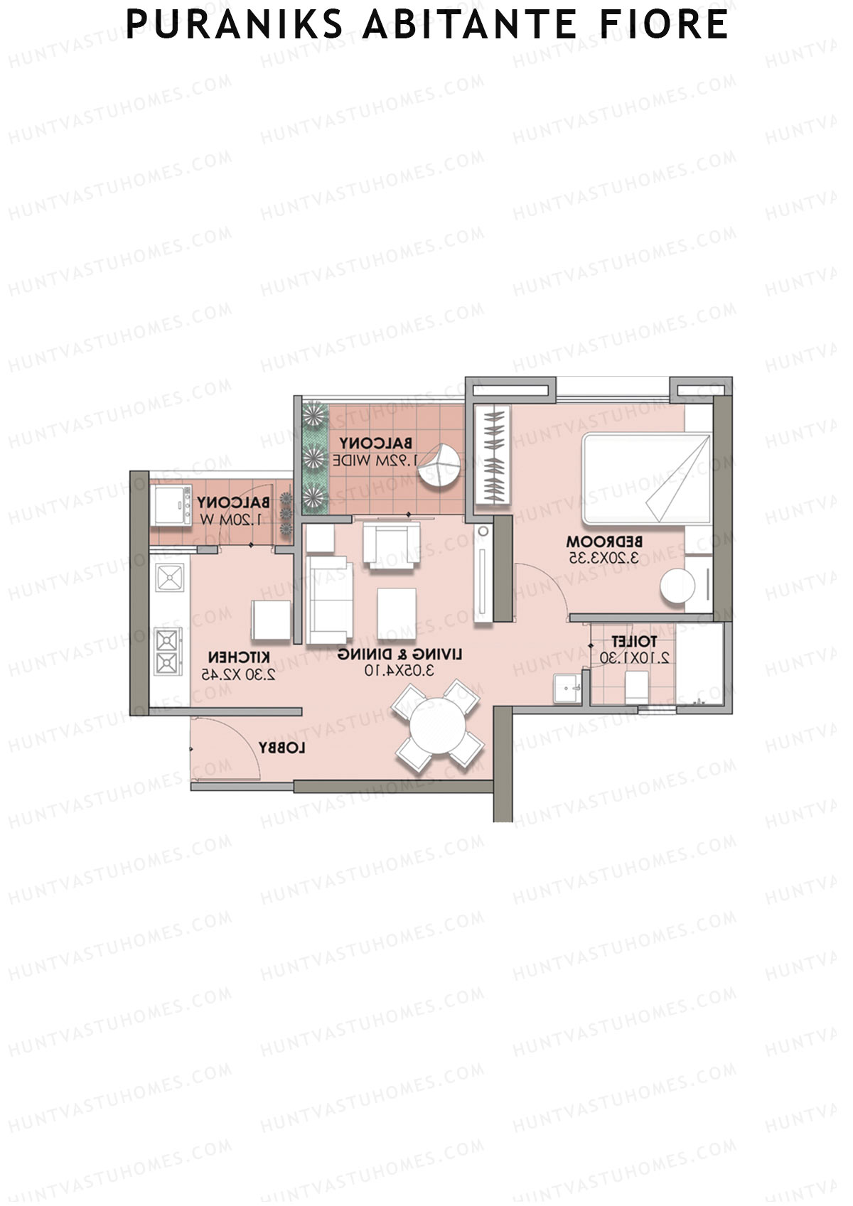 Puraniks Abitante Fiore Tower F Unit 7 (Type A) Floor Plan