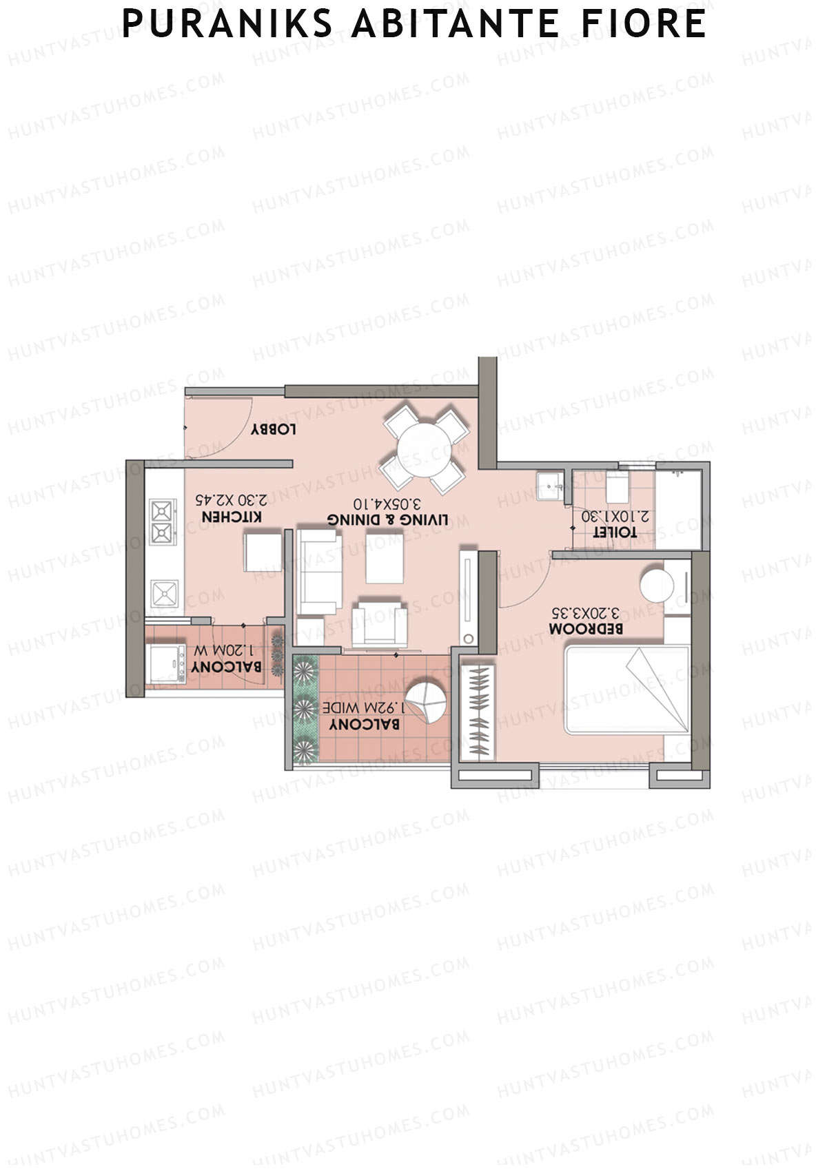 Puraniks Abitante Fiore Tower F Unit 8 (Type A) Floor Plan